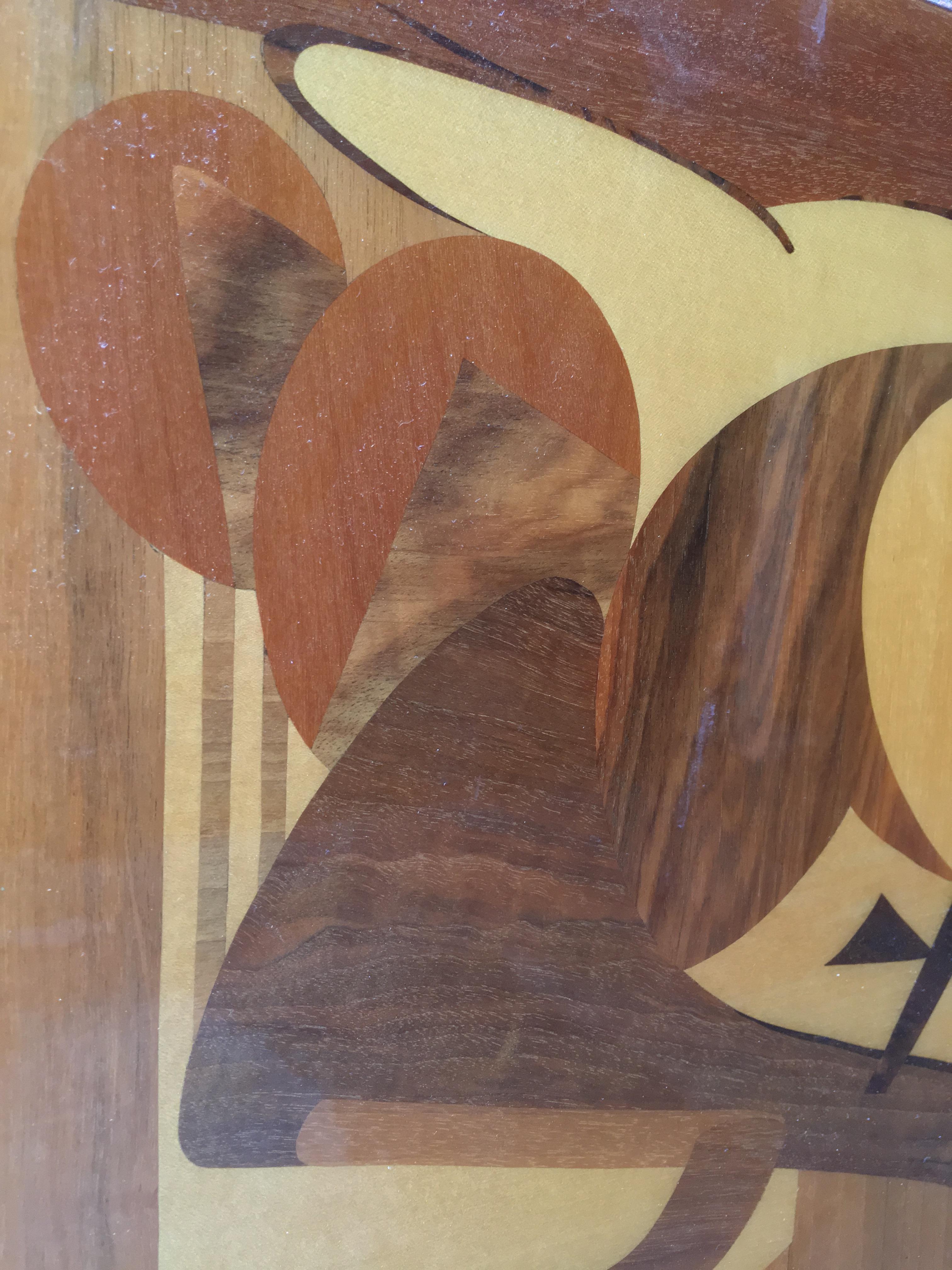 Mid-Century Modern 1950s Abstract Italian Marquetry Panel