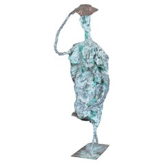 1950s Abstract Metal Sculpture With Patina and Hat Detail