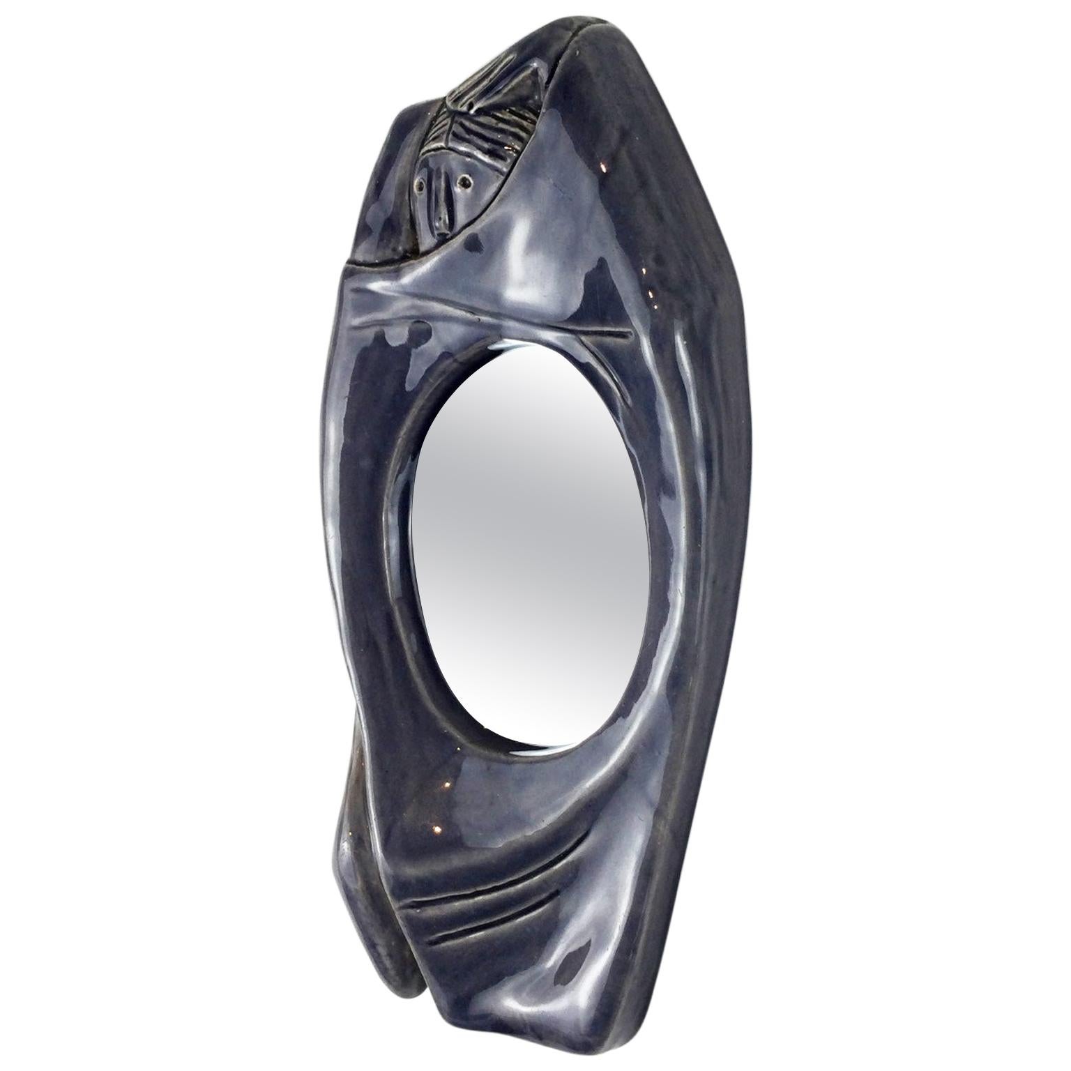 1950s Accolay Ceramic Wall Mirror