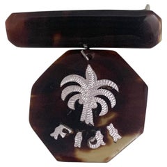 1950s Acrylic Silver Inlay Fiji Brooch