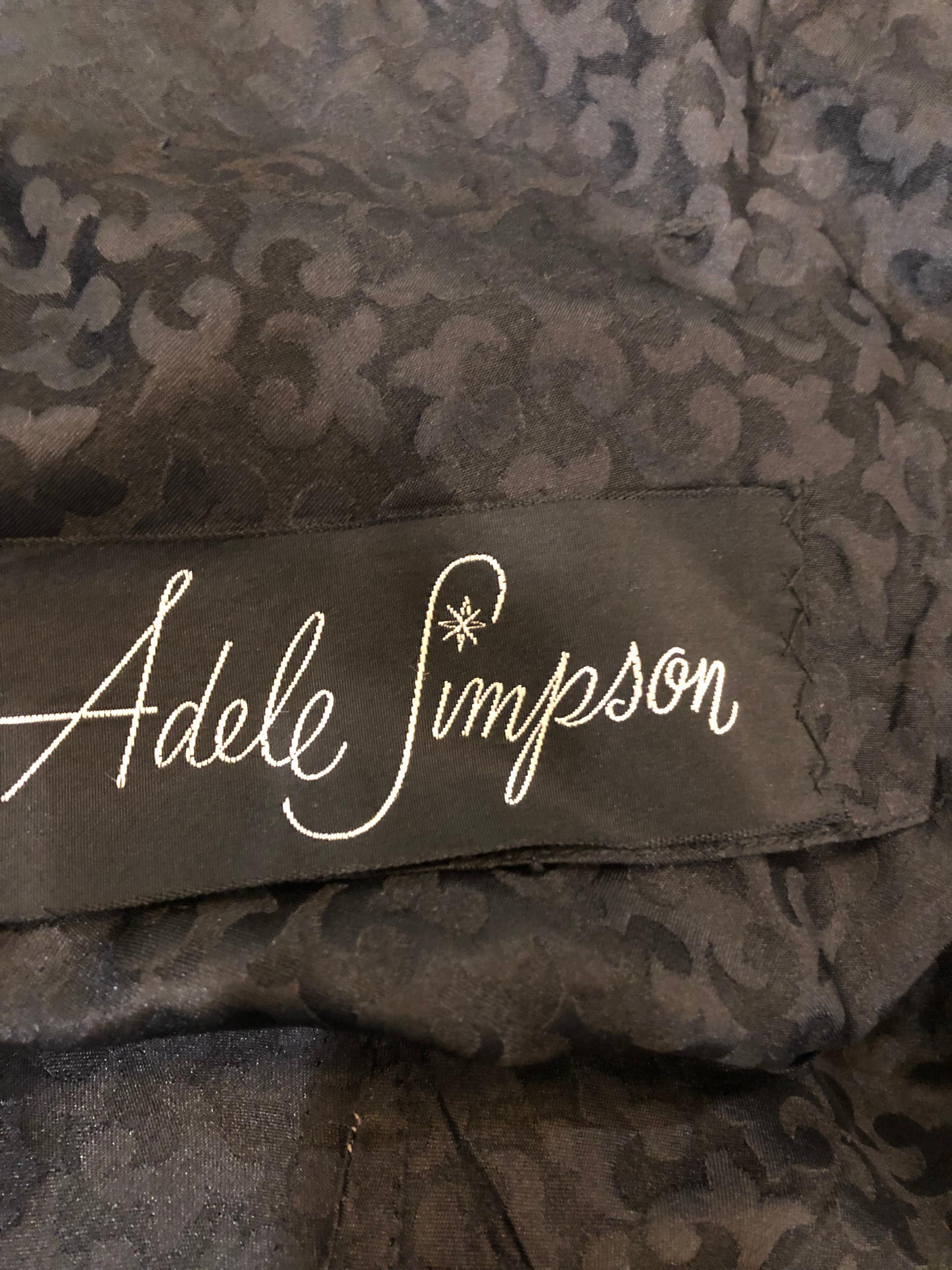 Adele Simpson - Robe et veste en soie noire vintage, coupe ajustée et évasée, années 1950 en vente 6