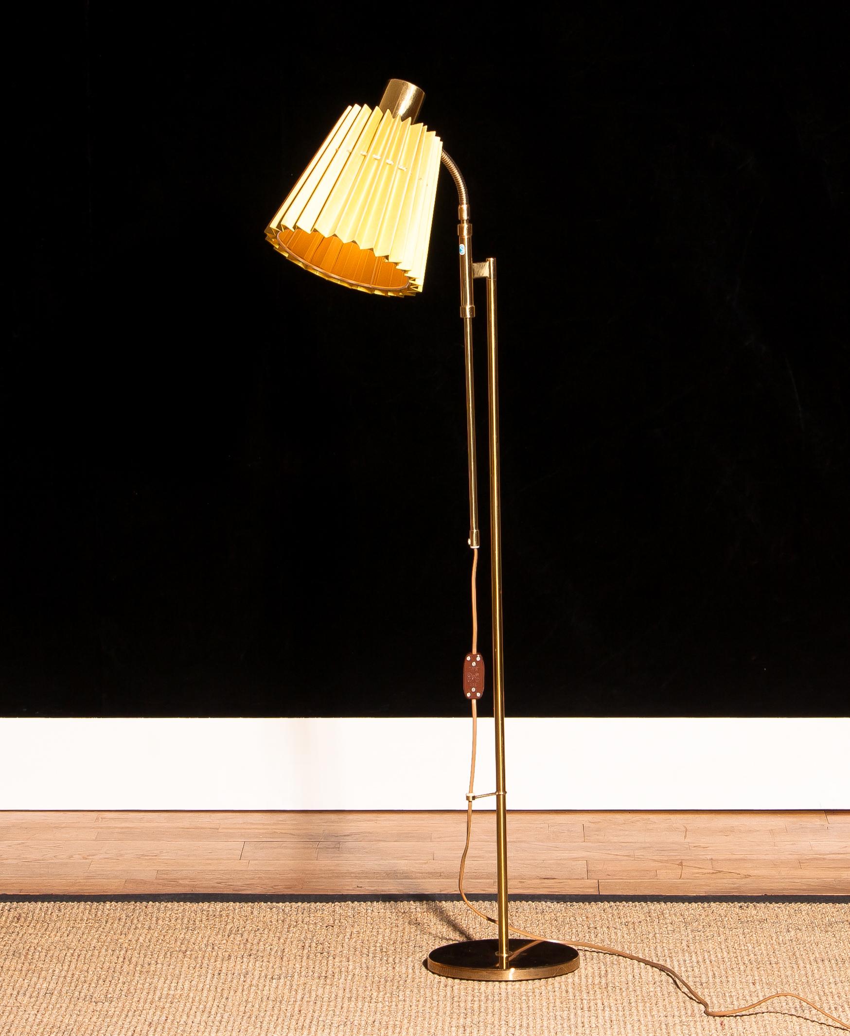1950s, Adjustable Brass Floor Lamp by Möllers Armaturfabrik, Sweden 4