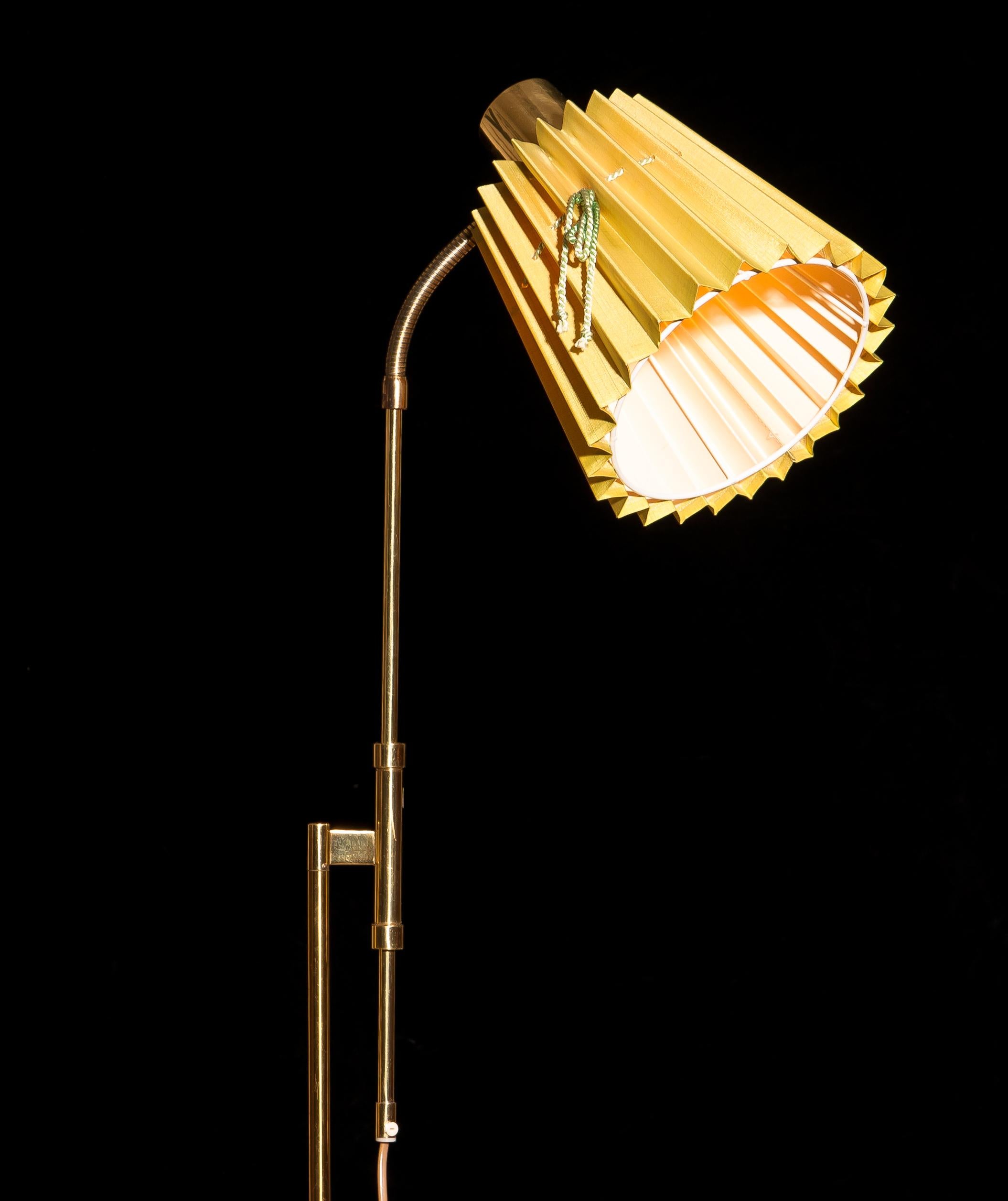 Mid-Century Modern 1950s, Adjustable Brass Floor Lamp by Möllers Armaturfabrik, Sweden