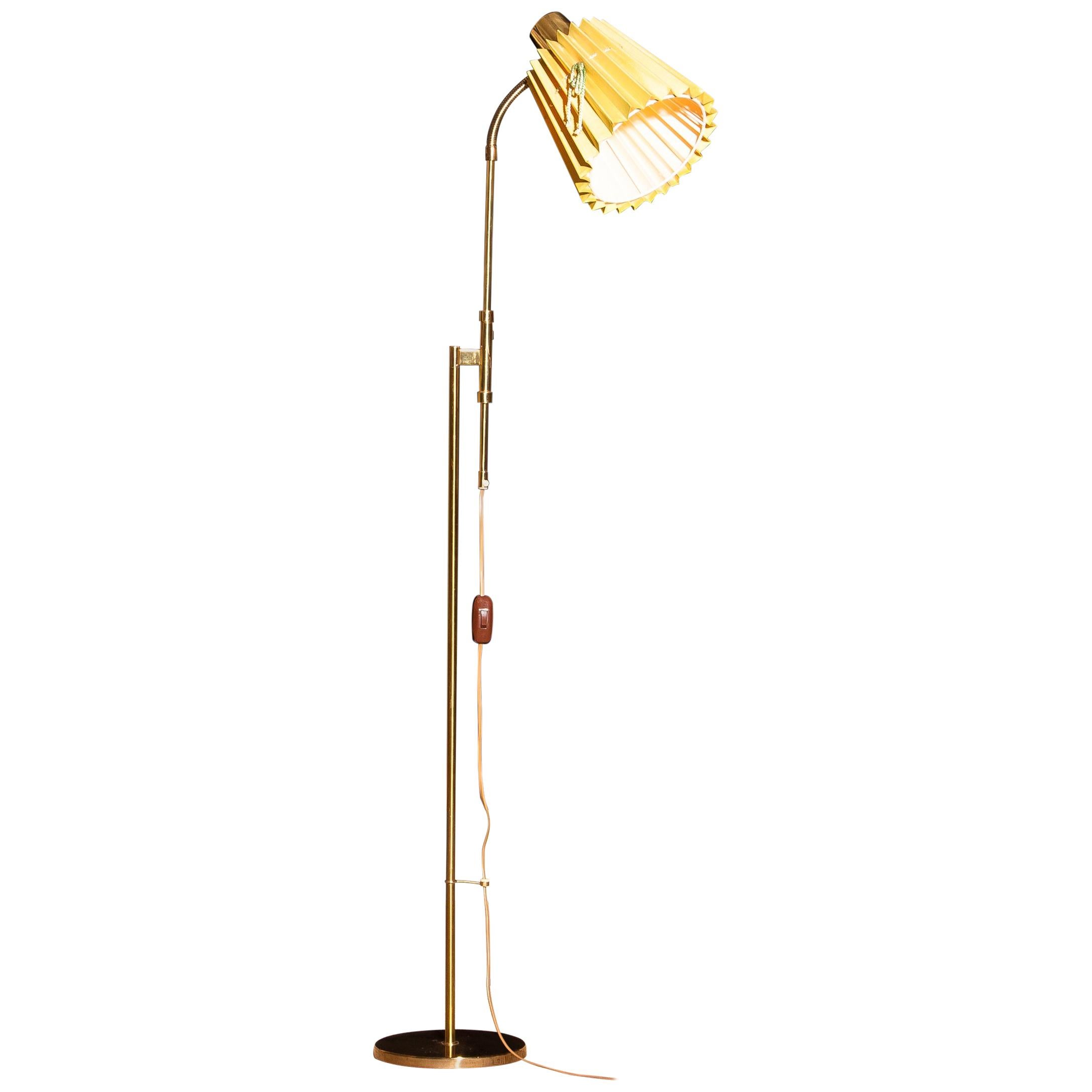 1950s, Adjustable Brass Floor Lamp by Möllers Armaturfabrik, Sweden