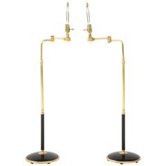 1950s Adjustable Brass Floor Lamps Attributed to Gerald Thurston