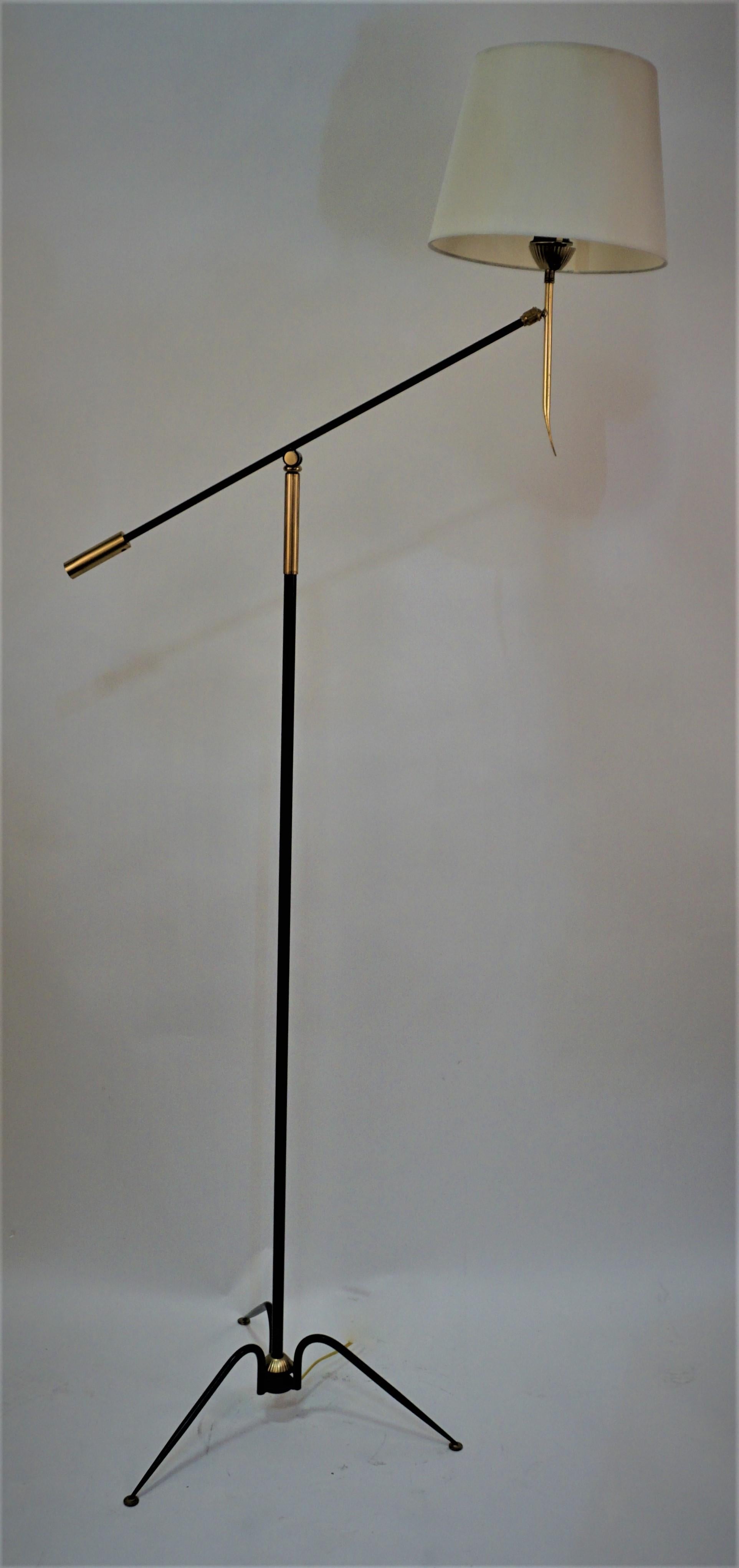 Mid-20th Century 1950's Adjustable Floor Lamp by Maison Lunel