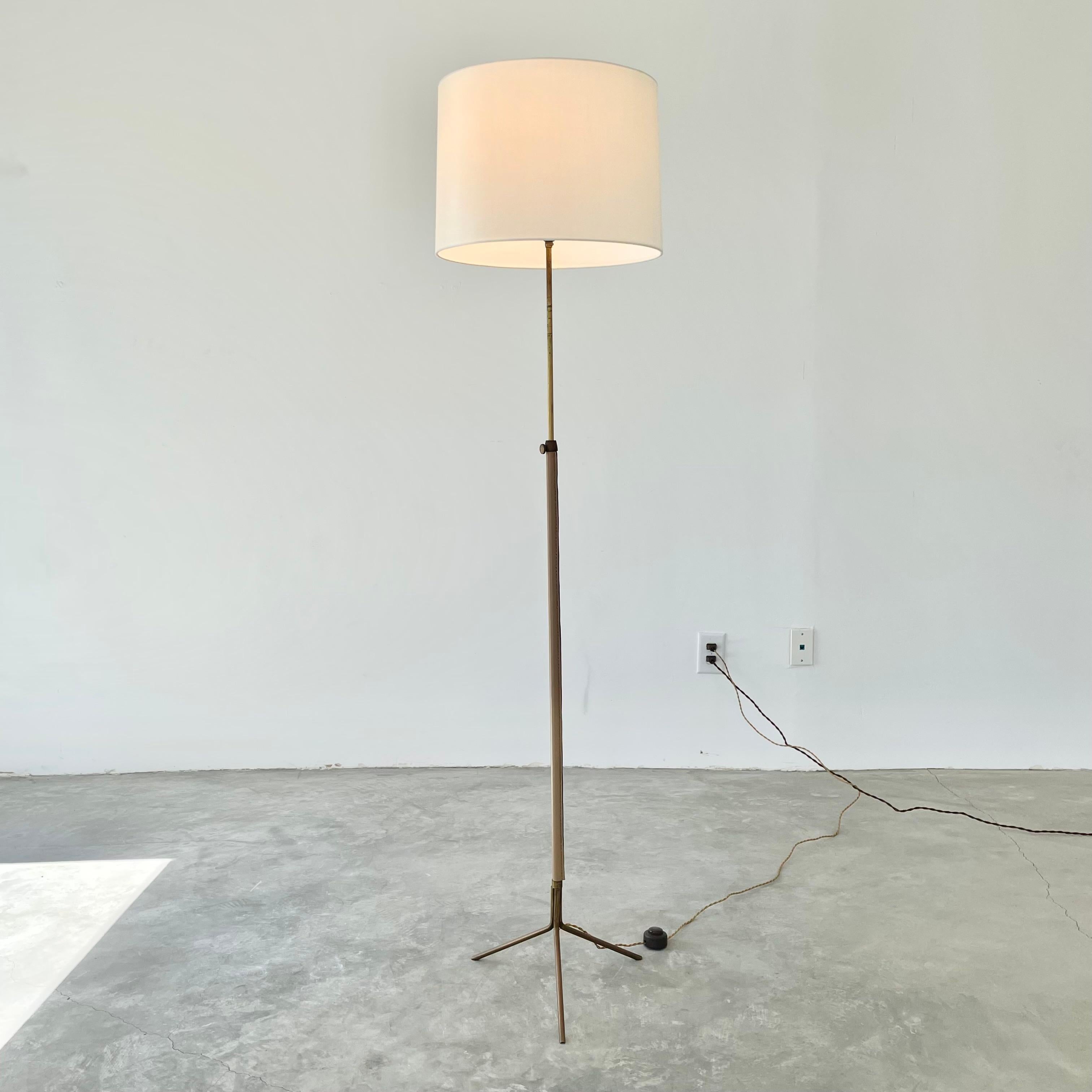1950s Adjustable Leather Floor Lamp in the Style of Jacques Adnet For Sale 5