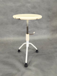 1950s Adjustable Medical Stool, Lacquered Metal, Czechoslovakia