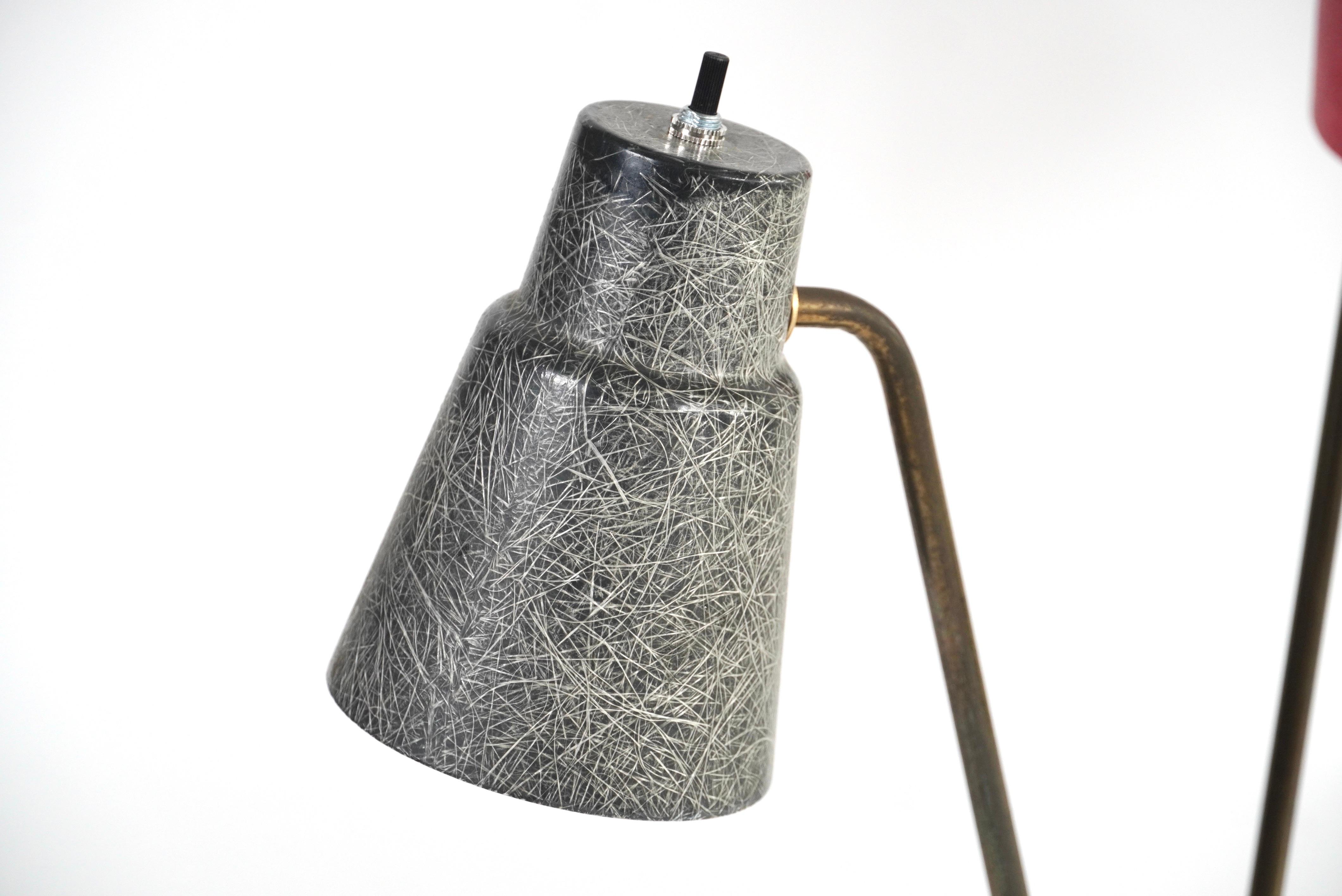 Mid-Century Modern Ben Seibel Style Multi Colored Adjustable Three Lamp Head Table Lamp For Sale