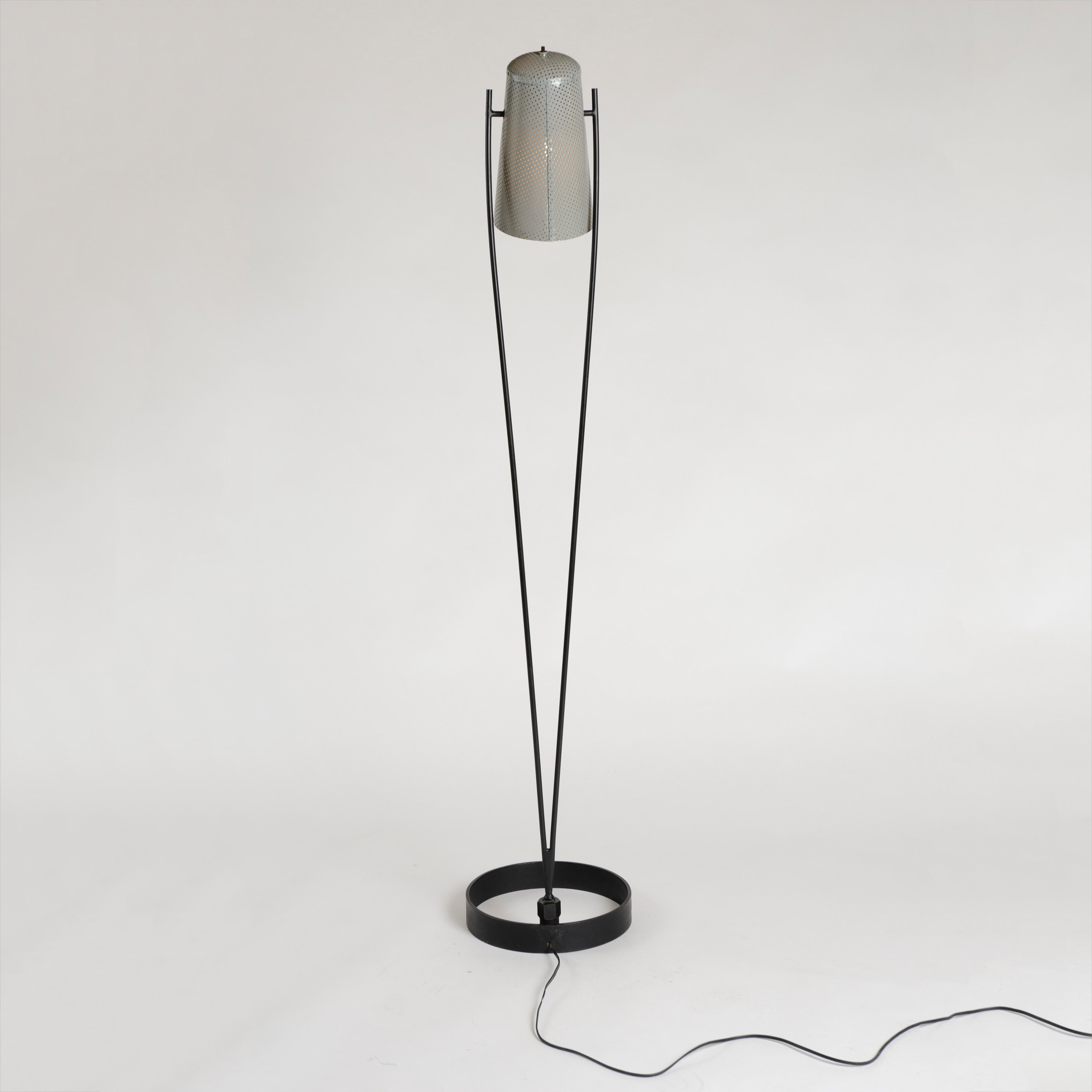 Aluminum 1950s Adjustable Perforated Floor Lamp by Ben Seibel for Raymor