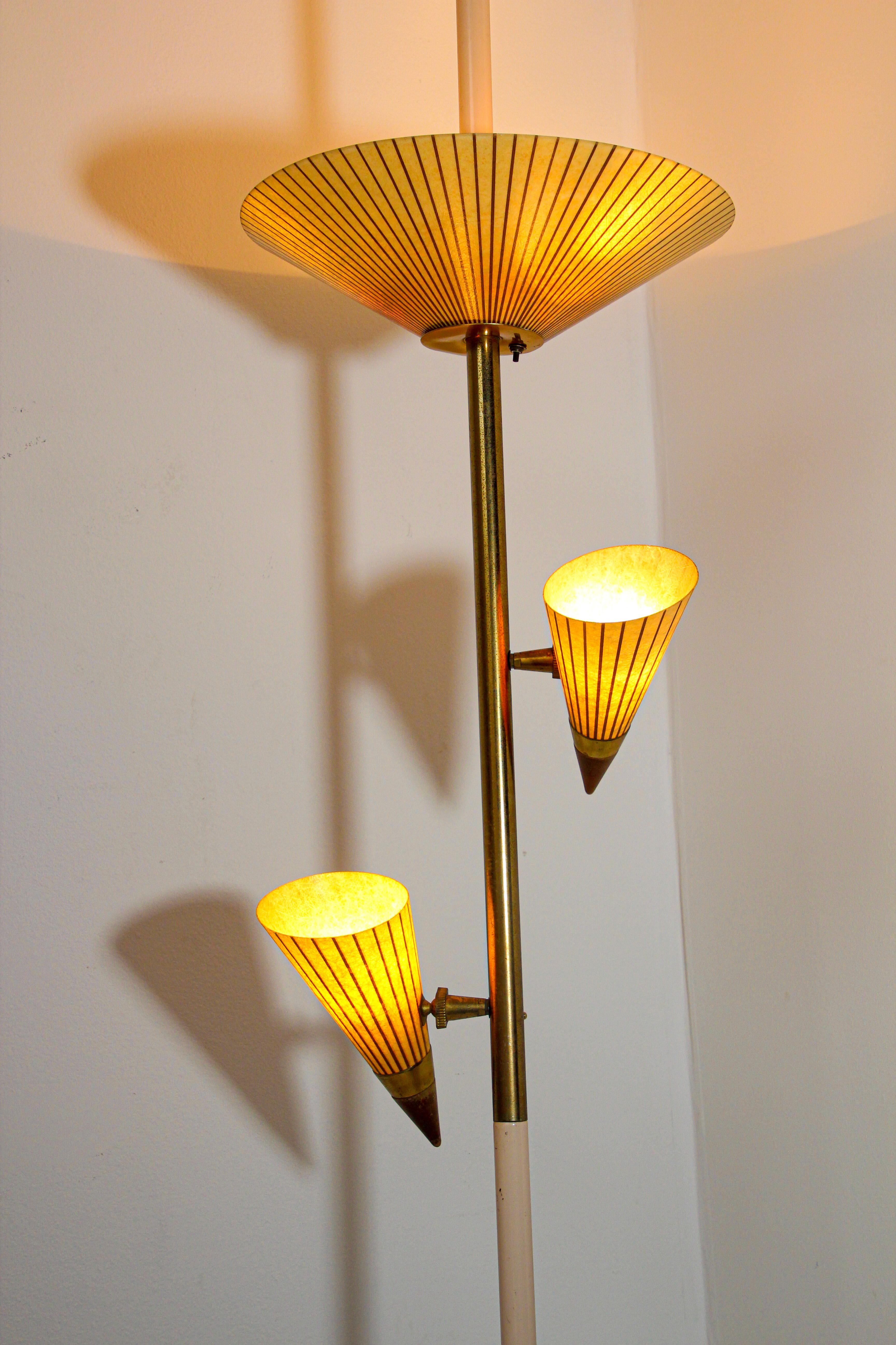 1950s Adjustable Vintage Three Shades Extension Pole Lamp by Gerald Thurston 3