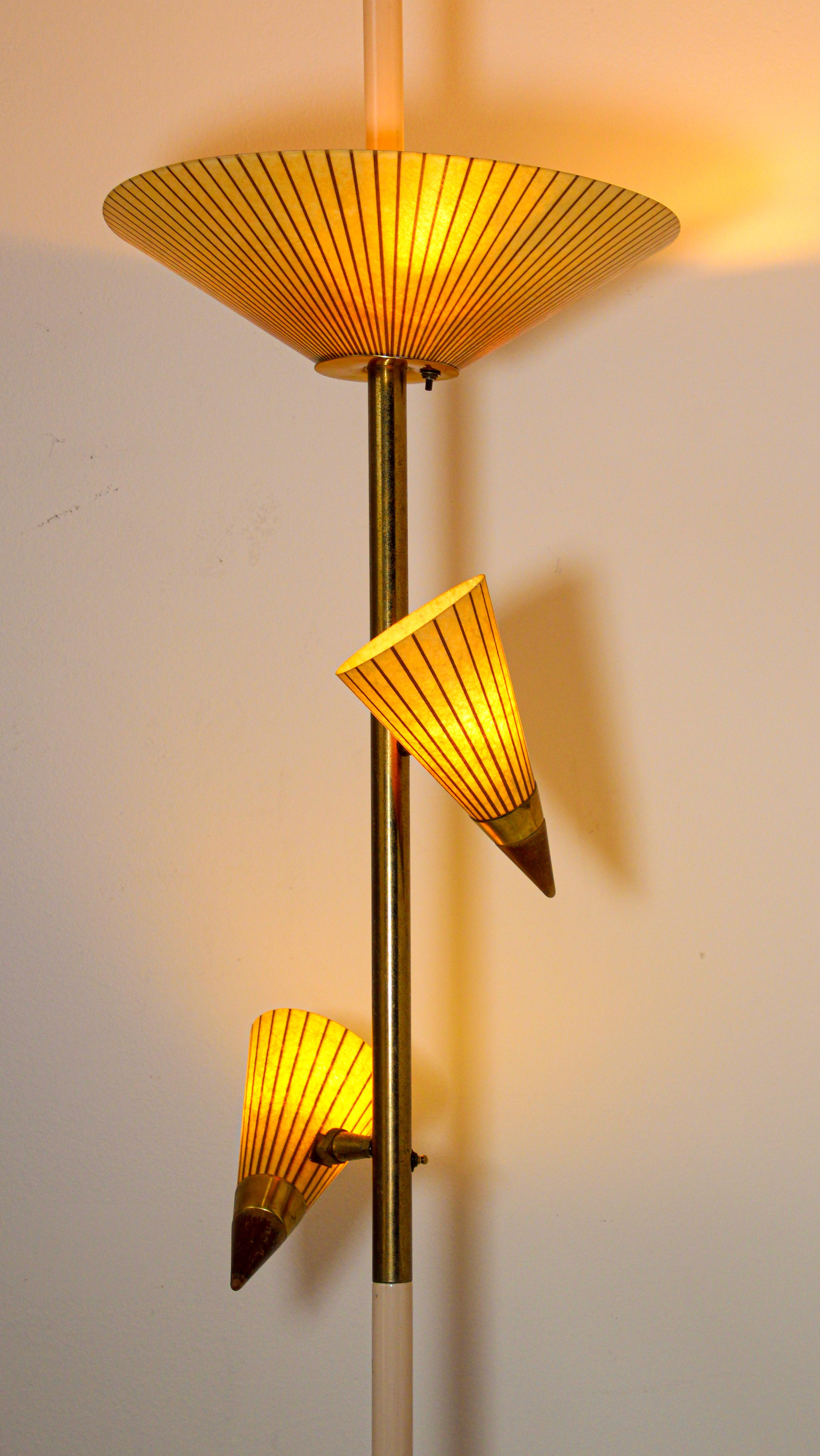 1950s Adjustable Vintage Three Shades Extension Pole Lamp by Gerald Thurston 5