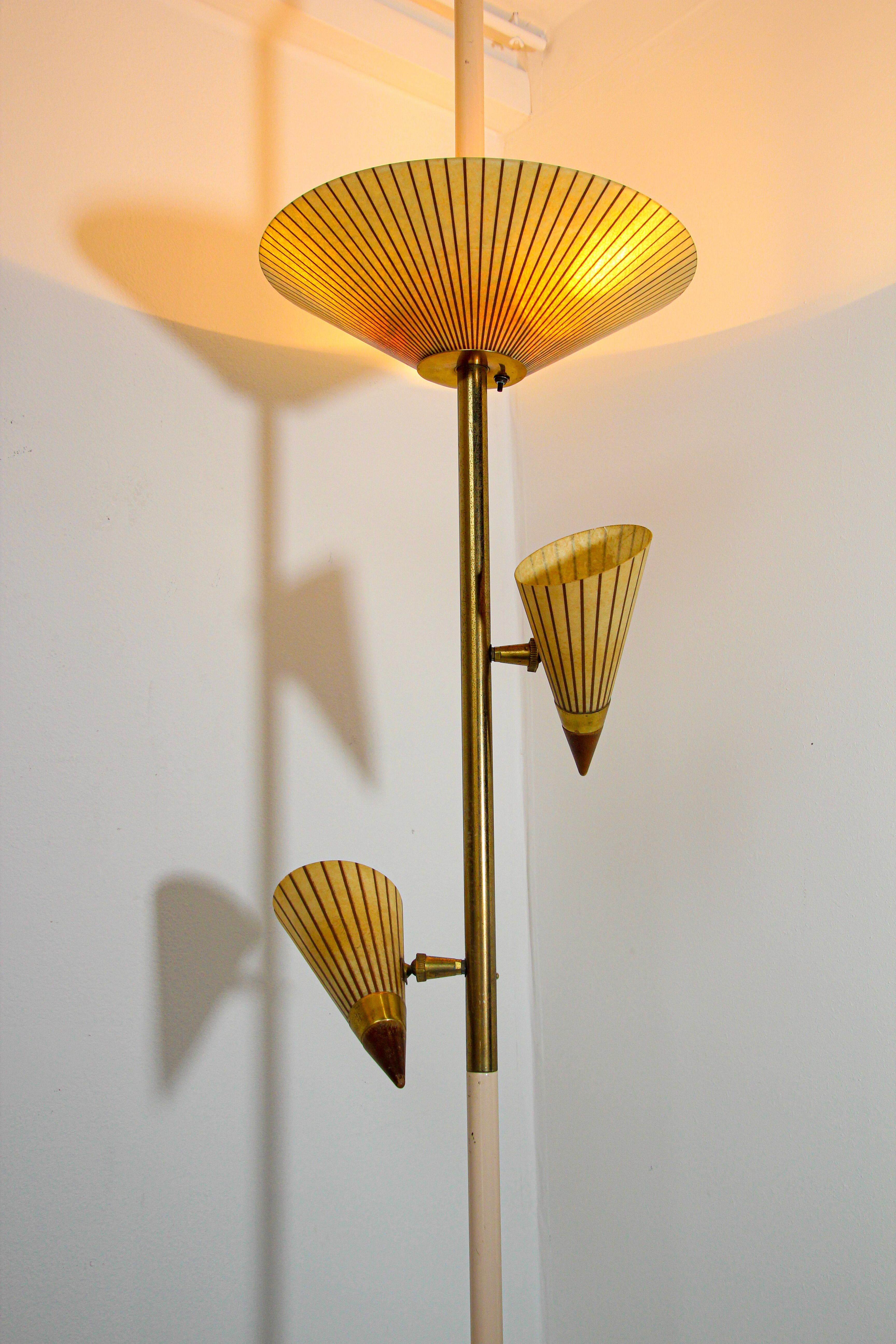 1950s Adjustable Vintage Three Shades Extension Pole Lamp by Gerald Thurston 8