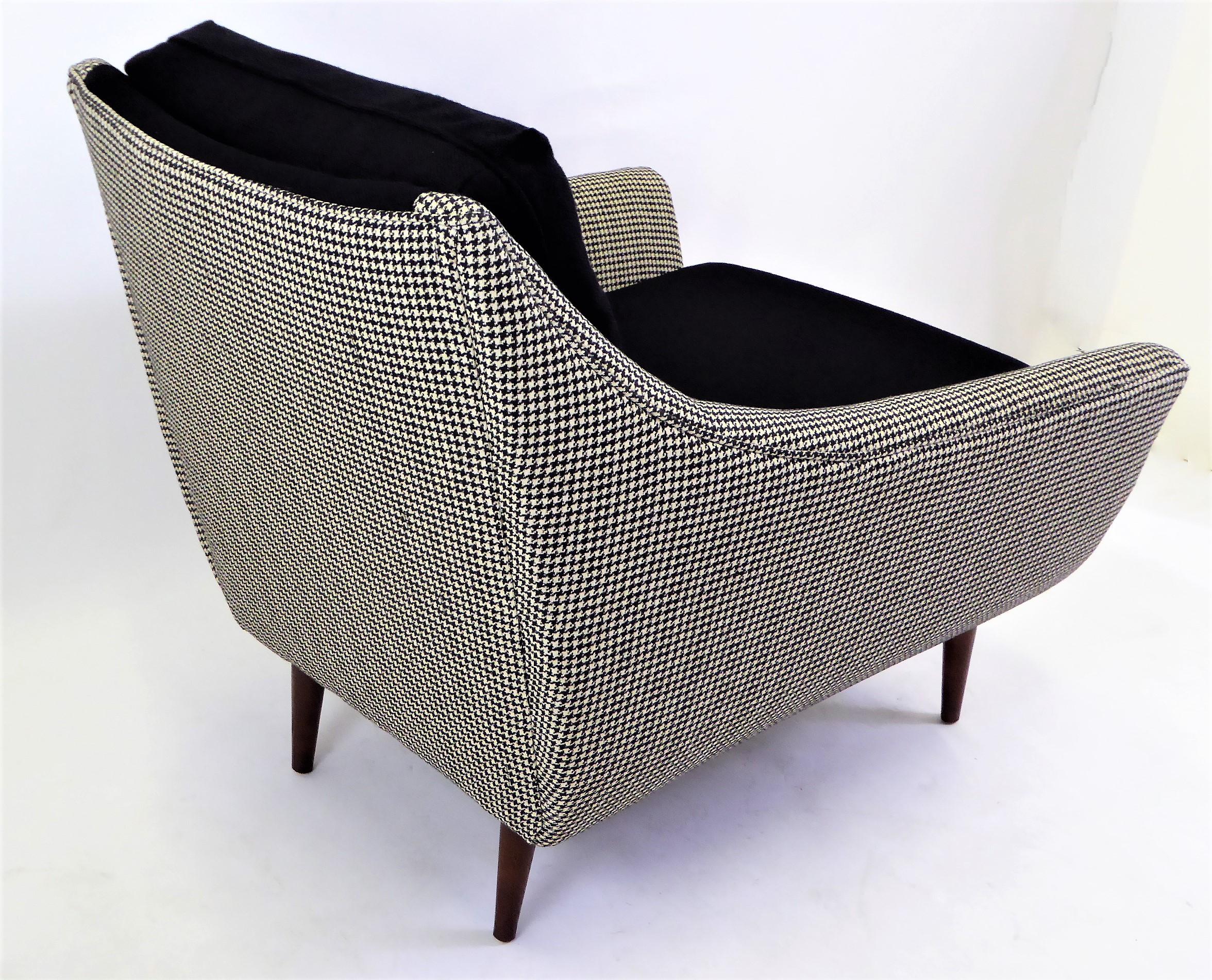 Fabric 1950s Adrian Pearsall Lounge Armchair in Houndstooth