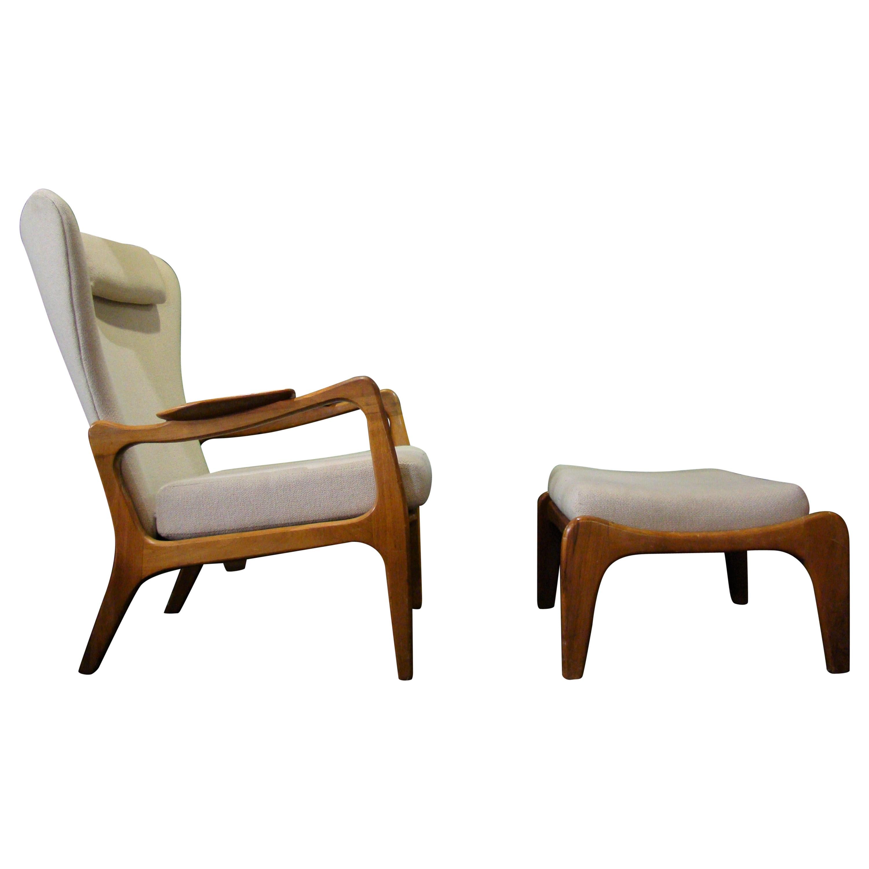 1950s Adrian Pearsall Wingback Lounge Chair and Ottoman for Craft & Associates