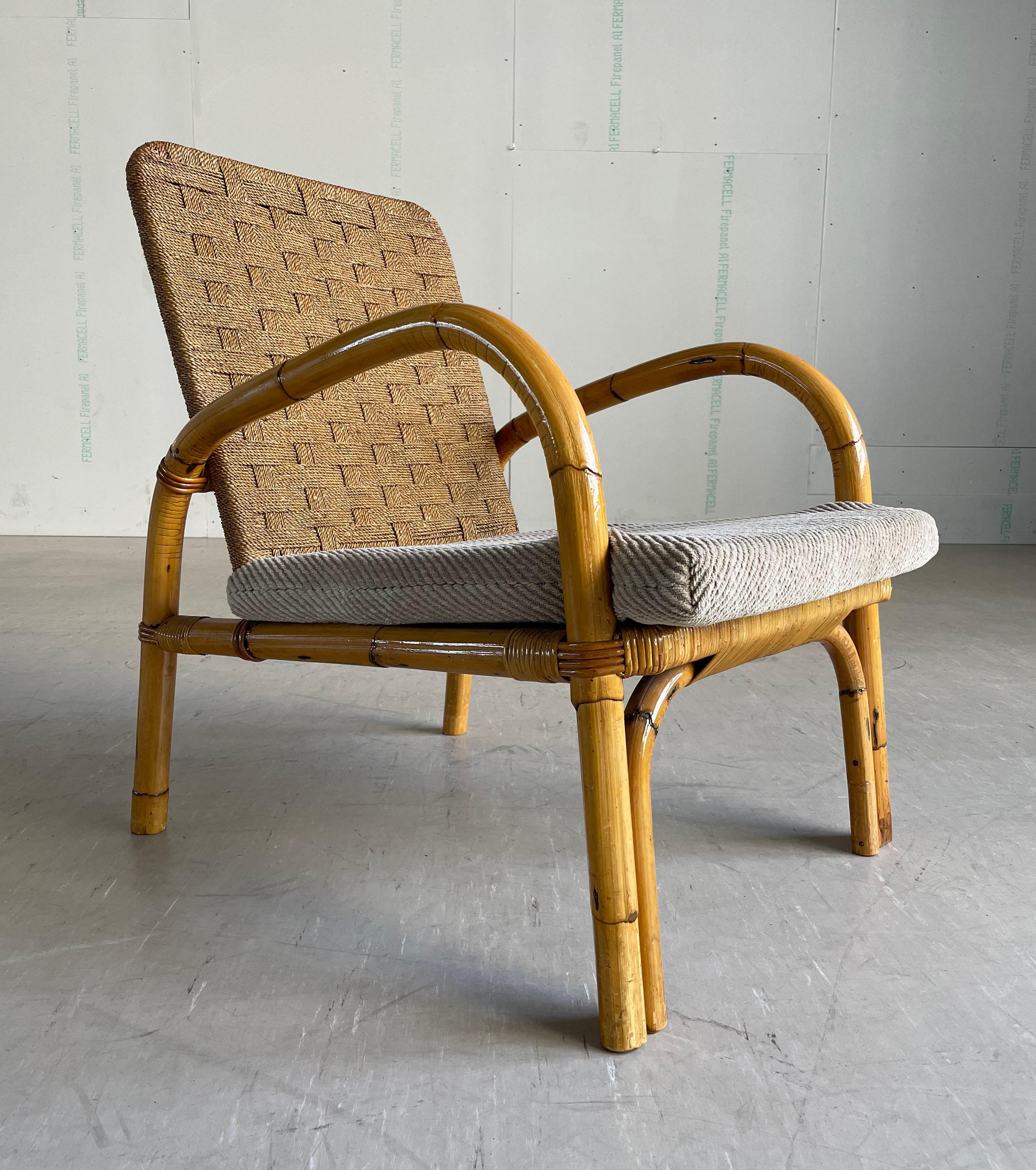 1950's Adrien Audoux & Frida Minet Bamboo Armchair For Sale 4