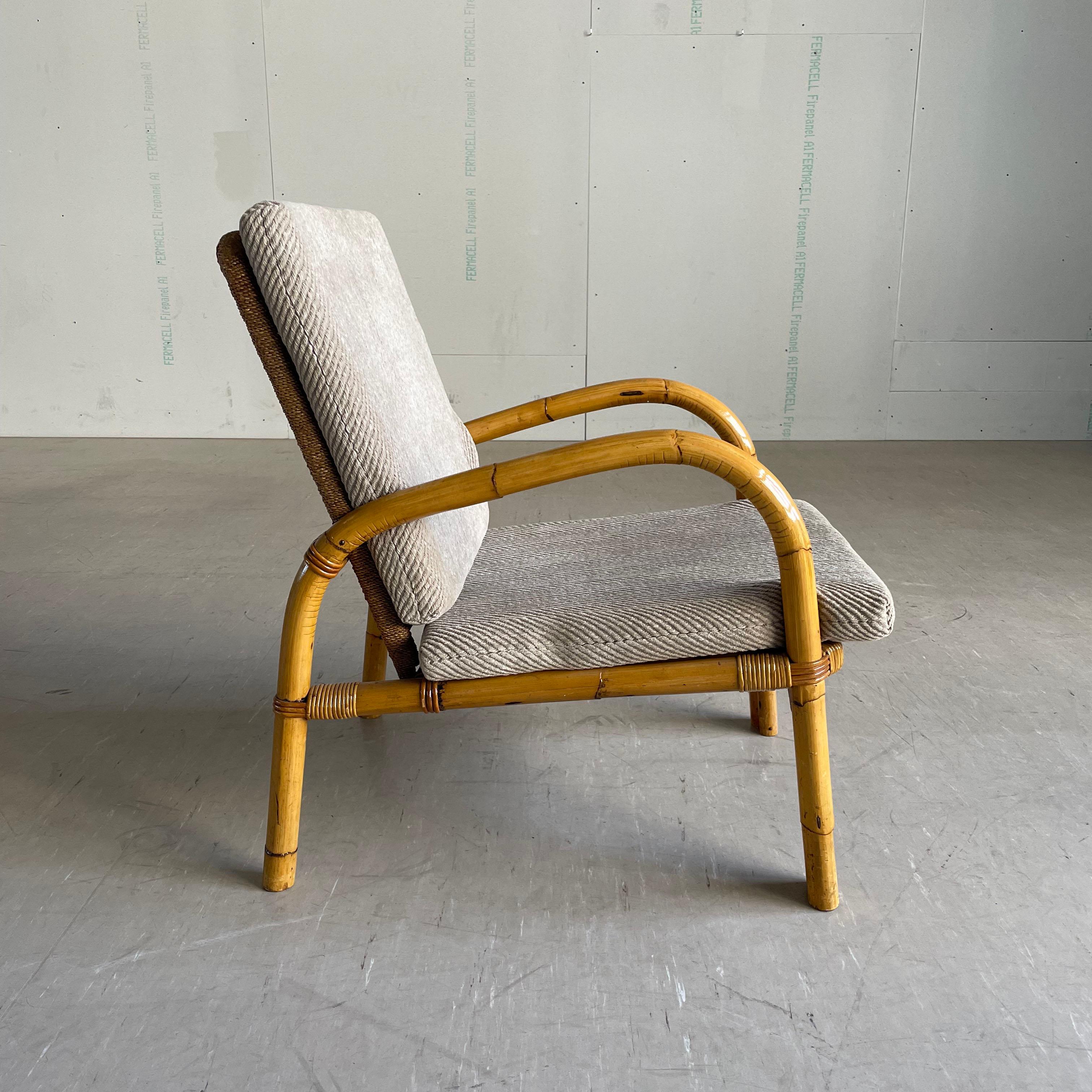 Mid-Century Modern 1950's Adrien Audoux & Frida Minet Bamboo Armchair For Sale