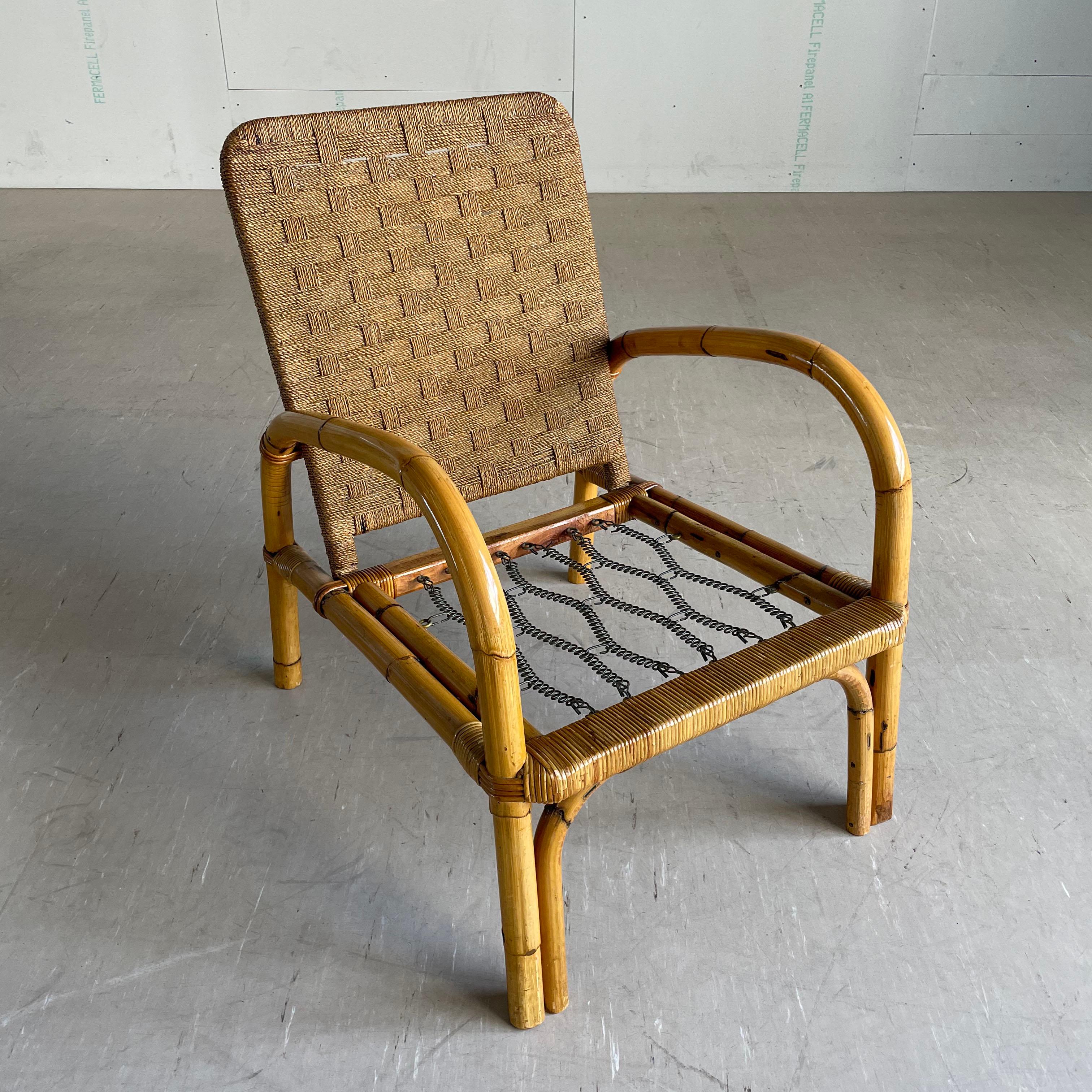 1950's Adrien Audoux & Frida Minet Bamboo Armchair For Sale 1