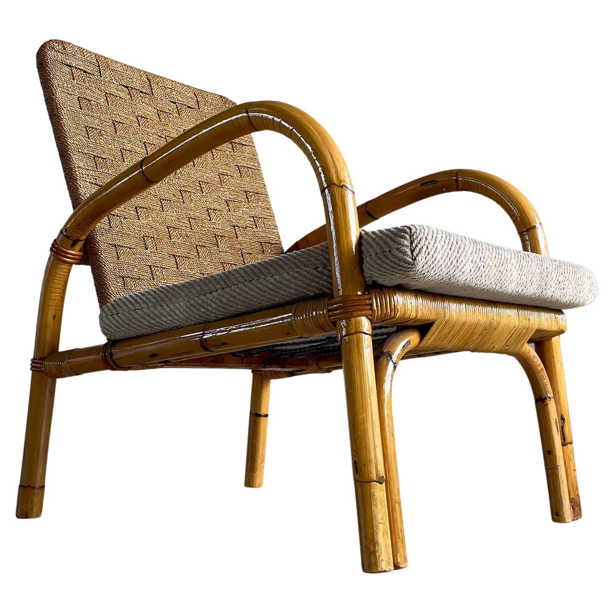 1950's Adrien Audoux & Frida Minet Bamboo Armchair For Sale