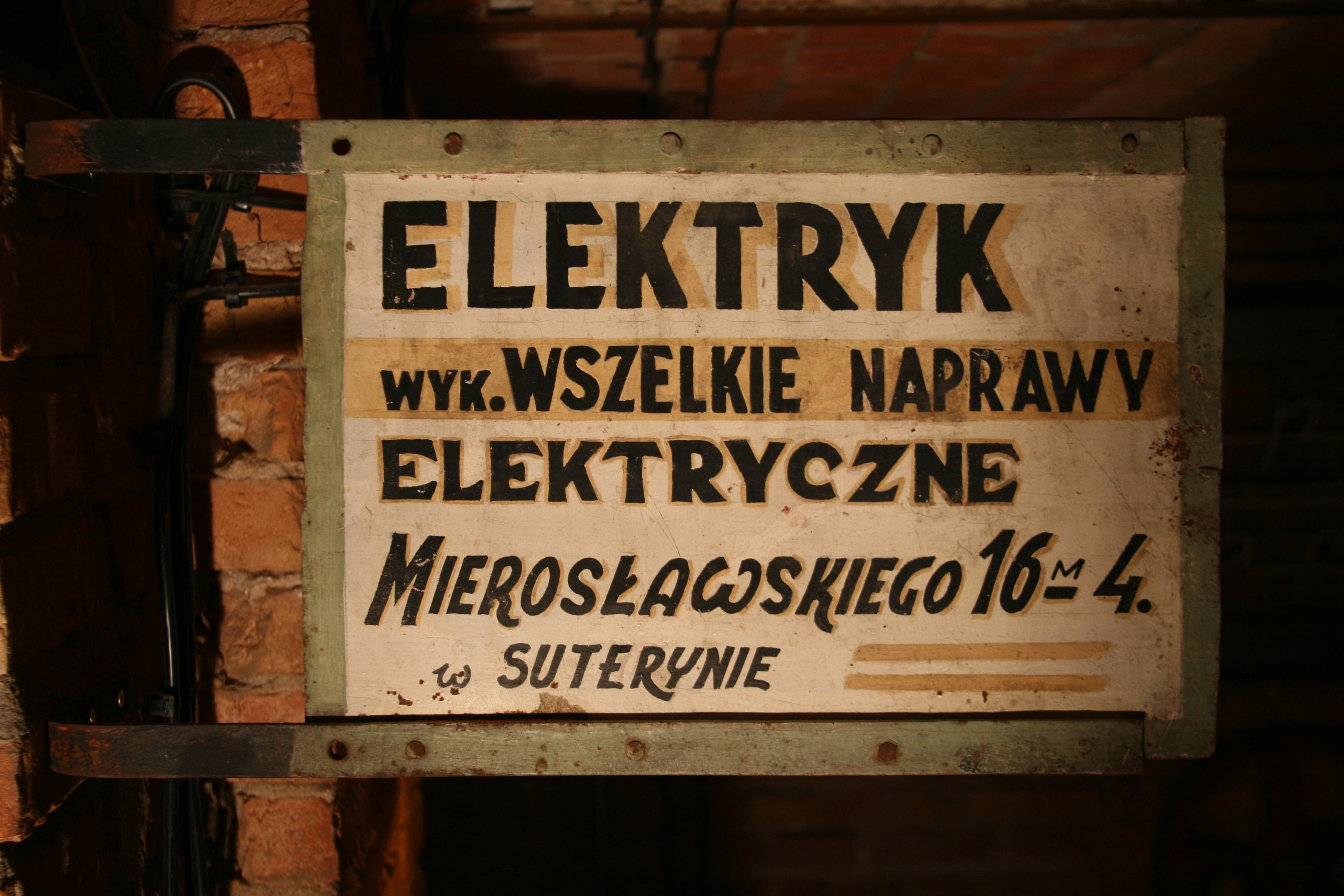 An original polish signboard from the 1950s, advertising a small private repair shop. The signboard comes from Warsaw.

Inscription on the plate:
