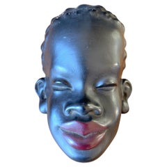 máscara de cerámica "mujer africana" de los años 50