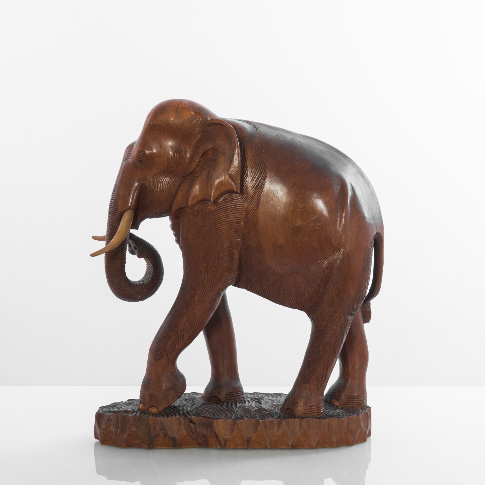 1950s African Wooden Elephant In Good Condition For Sale In High Point, NC