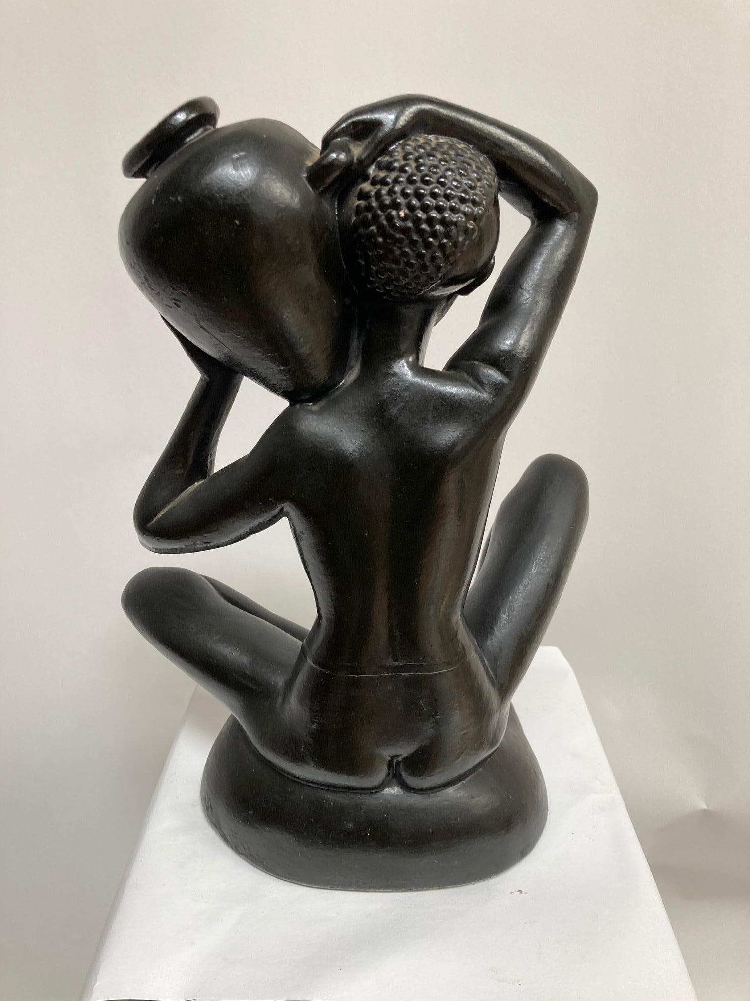 Sculpture en terre cuite africaniste des années 1950 par Riccardo Scarpa Bon état - En vente à Bois-Colombes, FR