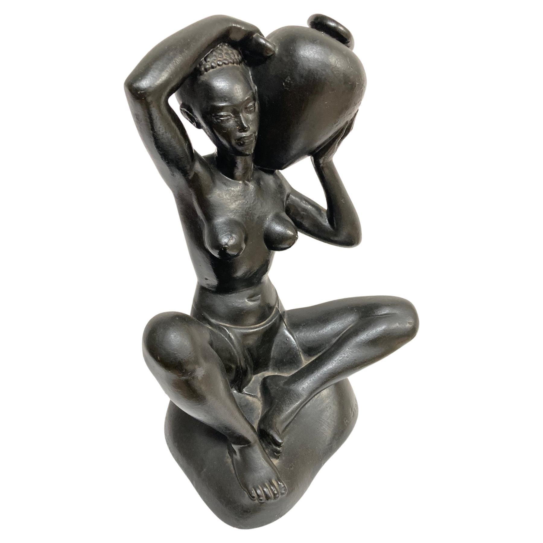 Sculpture en terre cuite africaniste des années 1950 par Riccardo Scarpa en vente