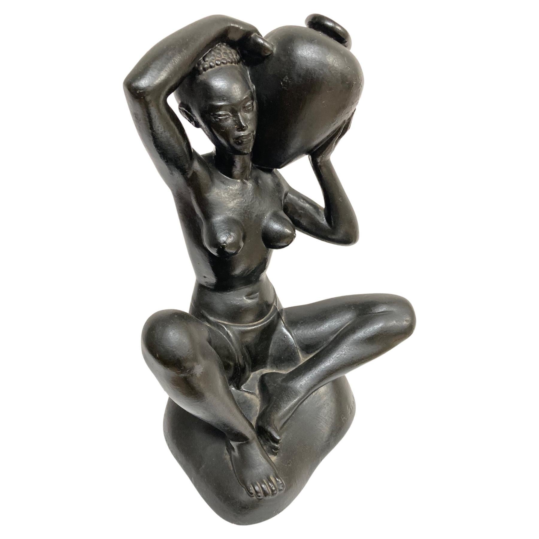 Afrikanistische Terrakotta-Skulptur von Riccardo Scarpa aus den 1950er Jahren im Angebot