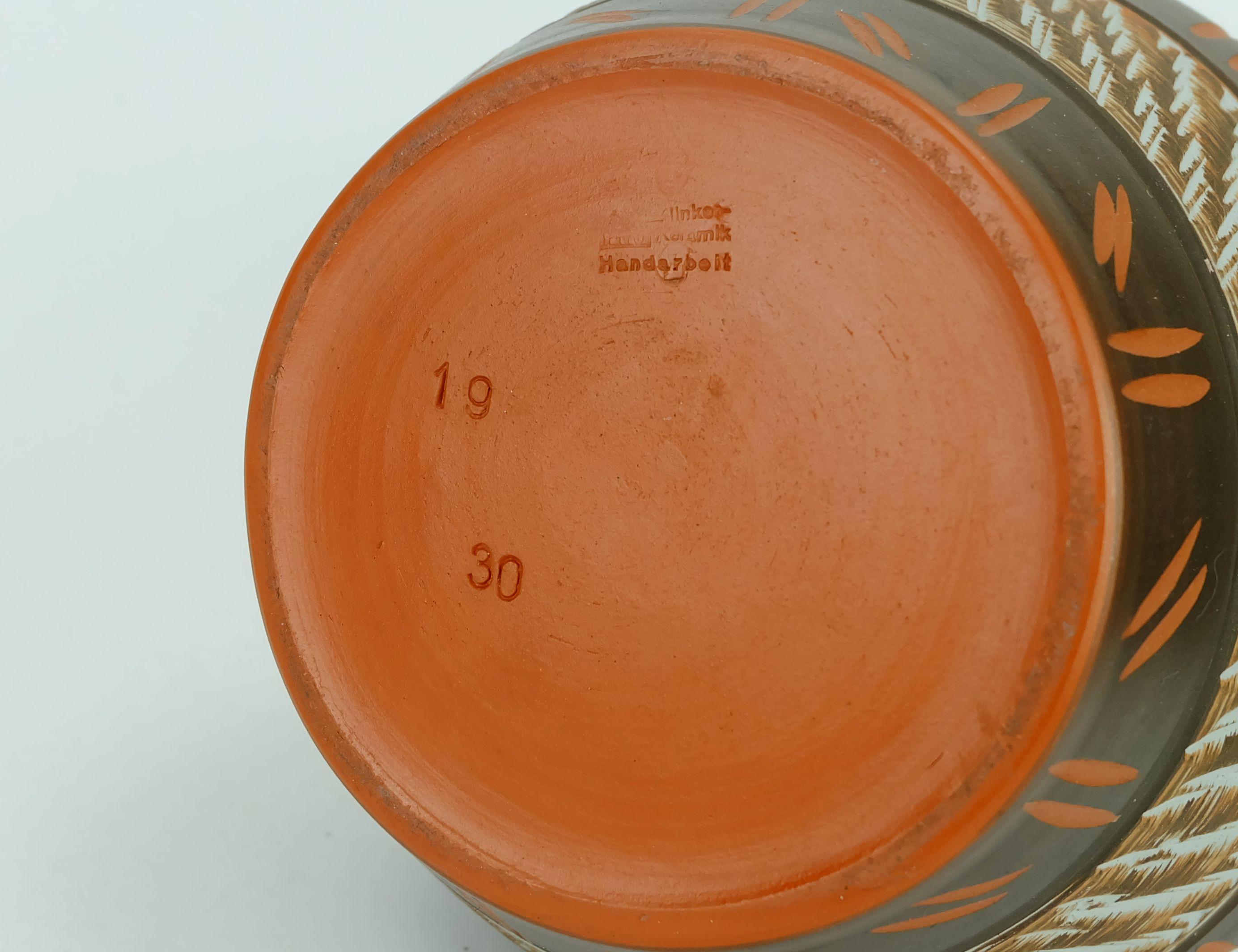 Vaso akru keramik mid century del 1950 con decorazione a graffito modello 10 30 in vendita 3