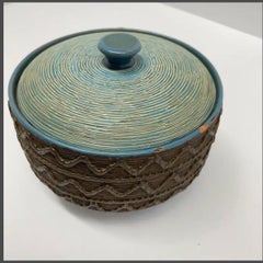 1950s Aldo Londi Bitossi Ceramic Rimini Blue Bowl with Lid