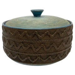 Vintage 1950s Aldo Londi Bitossi Ceramic Rimini Blue Bowl with Lid