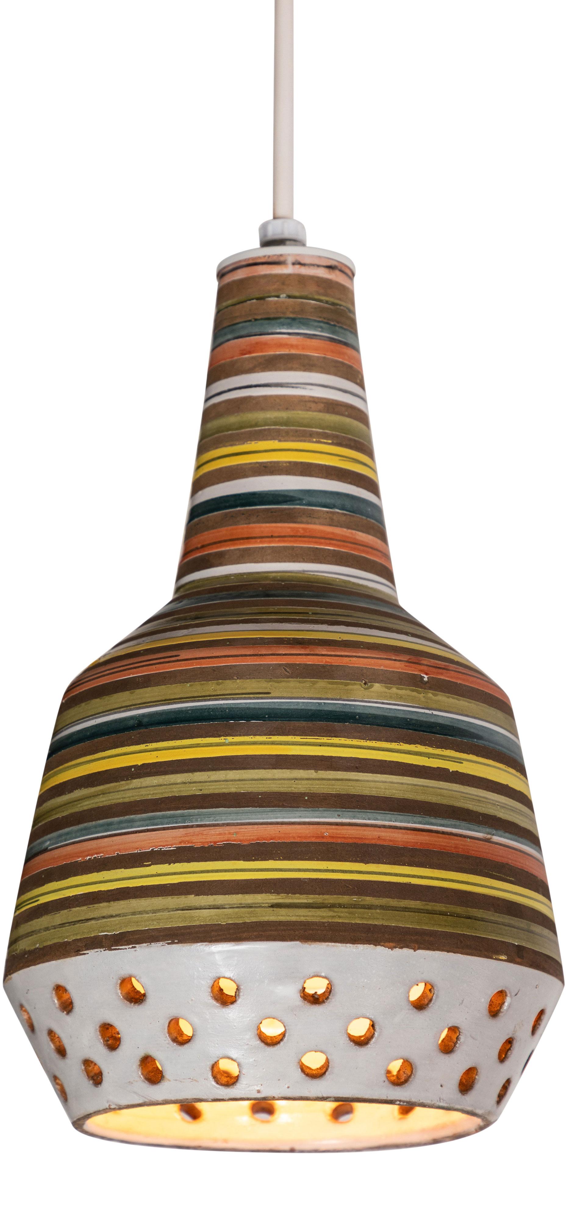 1950s Aldo Londi Ceramic Bitossi Pendant Lamp for Italian Raymor For Sale 4