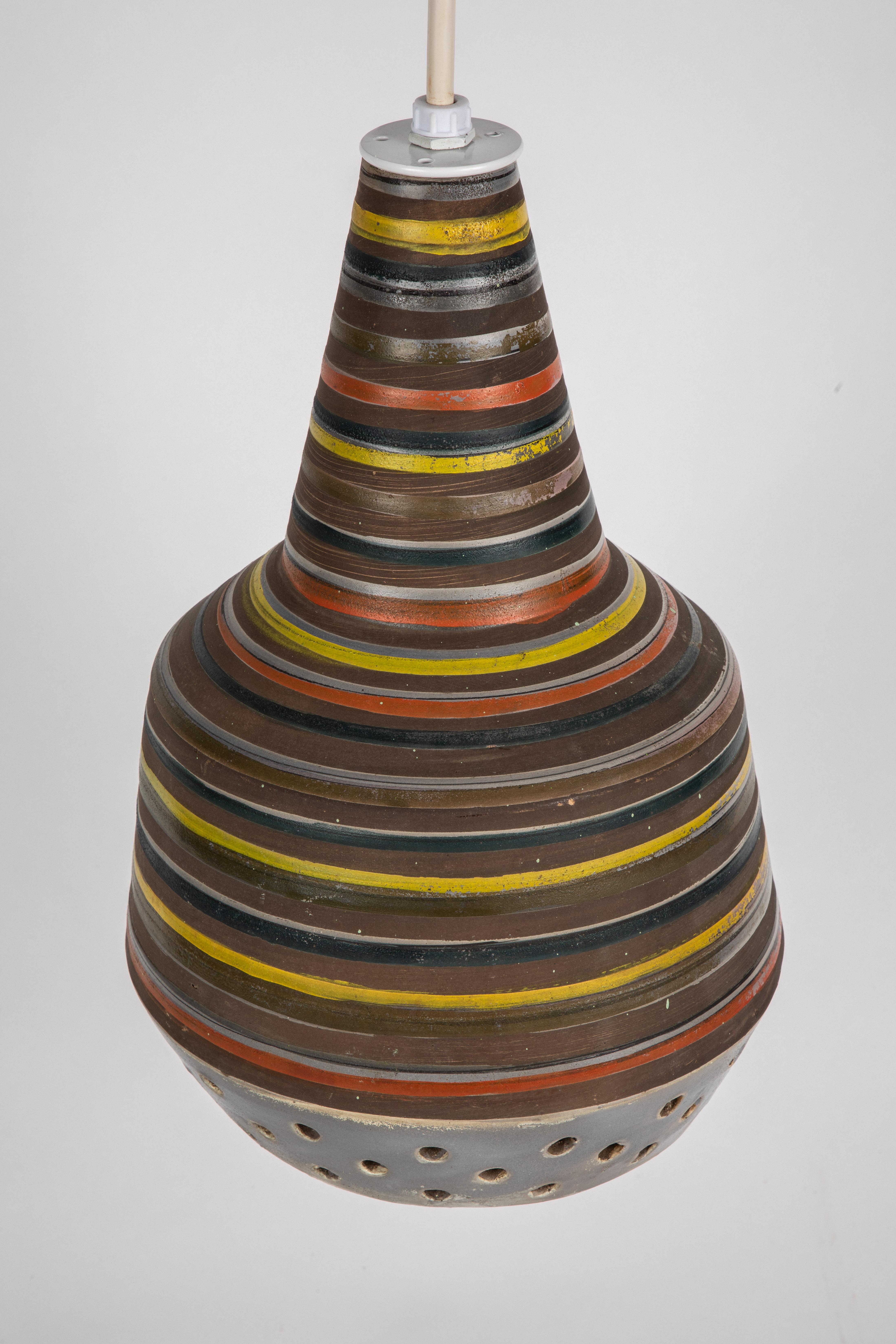 1950s Aldo Londi Ceramic Bitossi Pendant Lamp for Italian Raymor 9