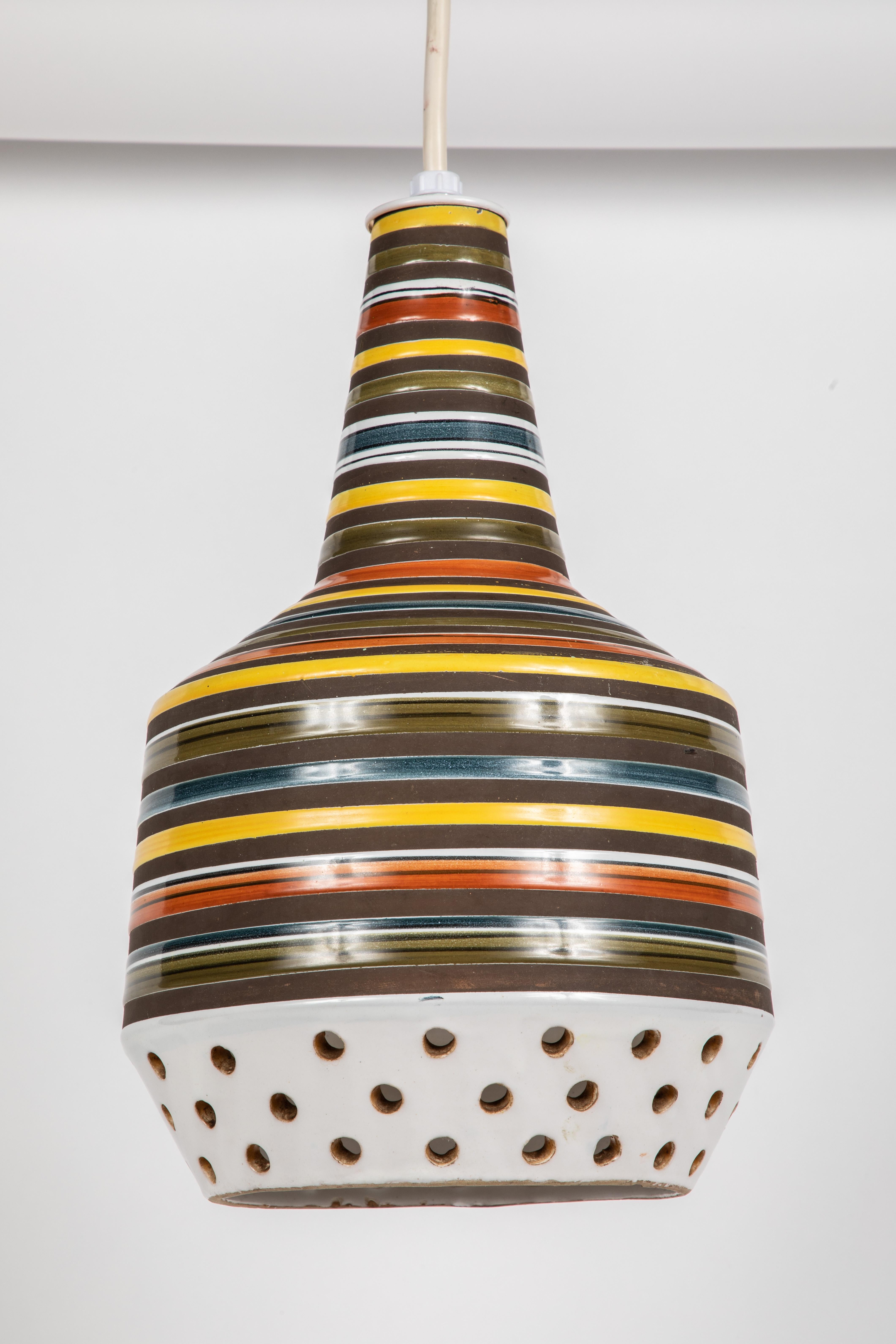 1950s Aldo Londi Ceramic Bitossi Pendant Lamp for Italian Raymor 10