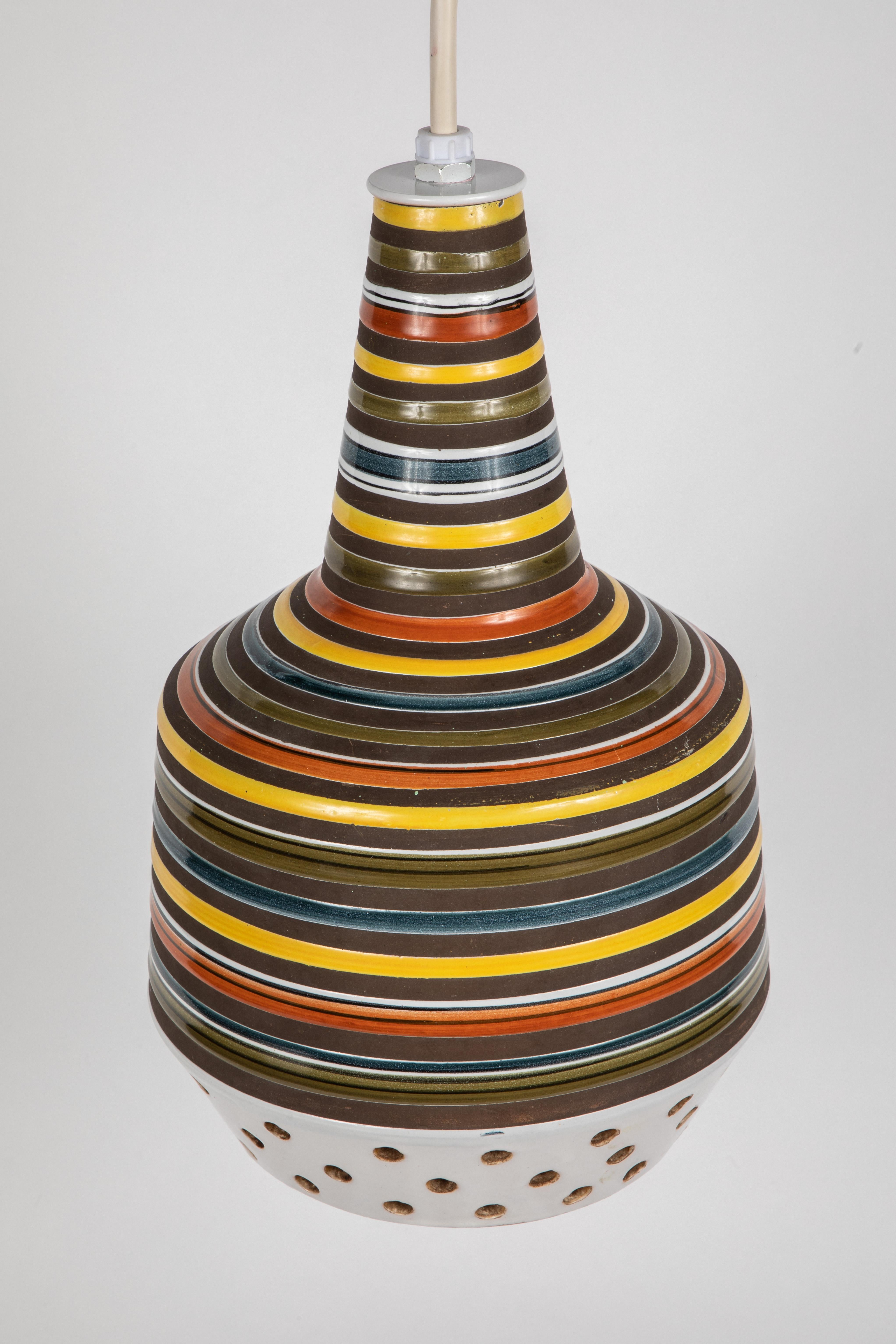 1950s Aldo Londi Ceramic Bitossi Pendant Lamp for Italian Raymor 12