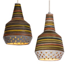 1950s Aldo Londi Ceramic Bitossi Pendant Lamp for Italian Raymor