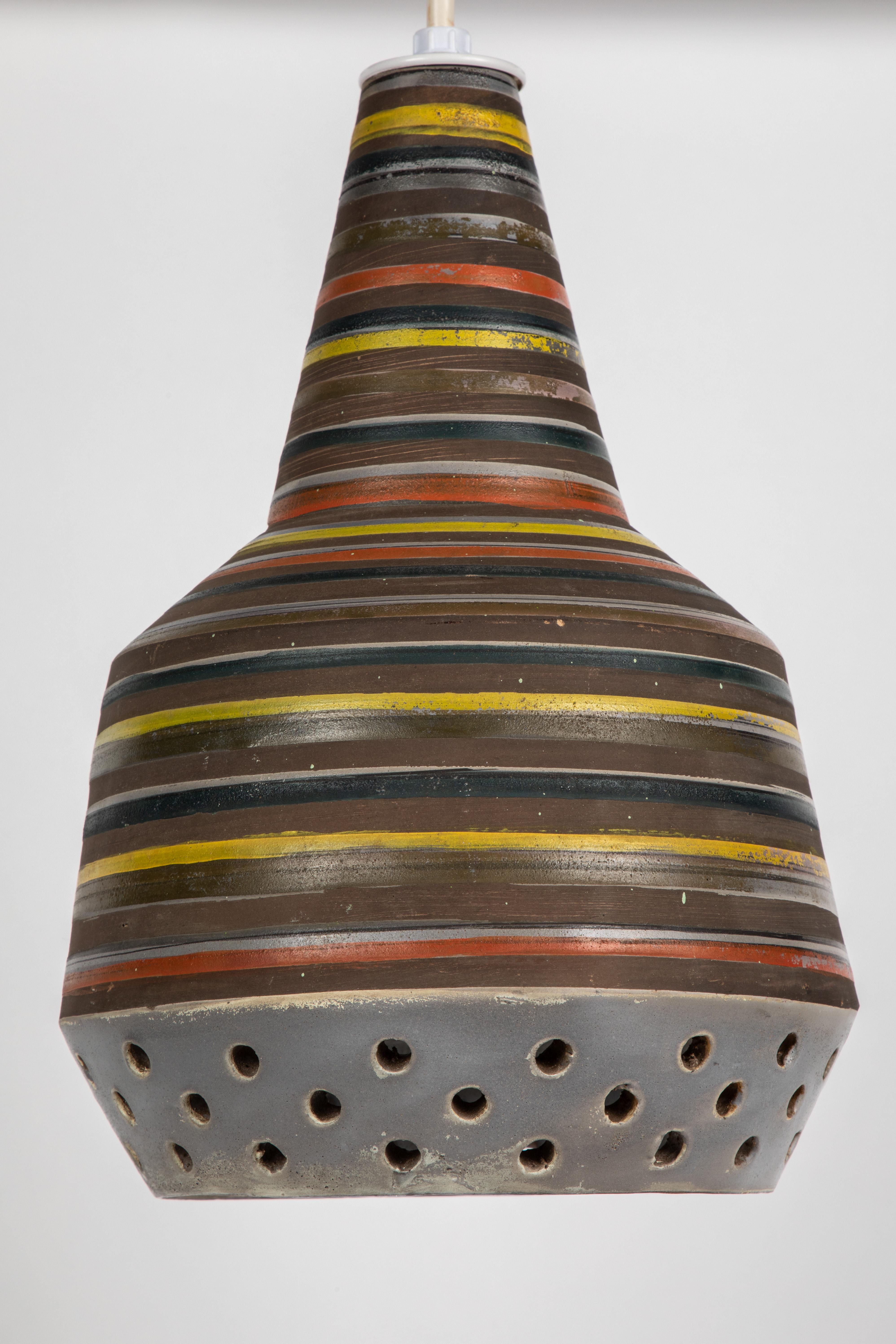 Mid-Century Modern 1950s Aldo Londi Ceramic Bitossi Pendant Lamp for Italian Raymor For Sale