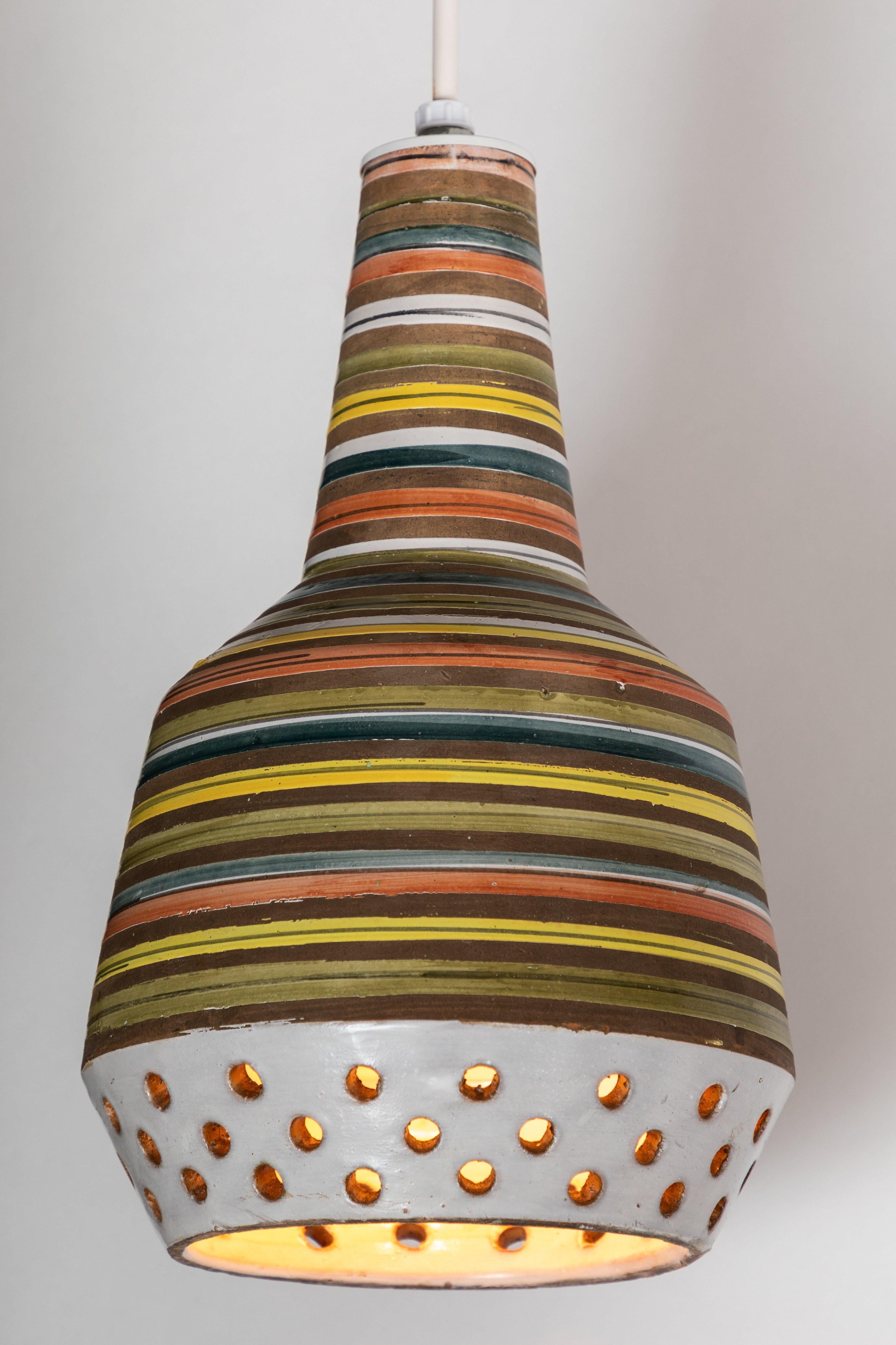 Mid-Century Modern 1950s Aldo Londi Ceramic Bitossi Pendant Lamp for Italian Raymor
