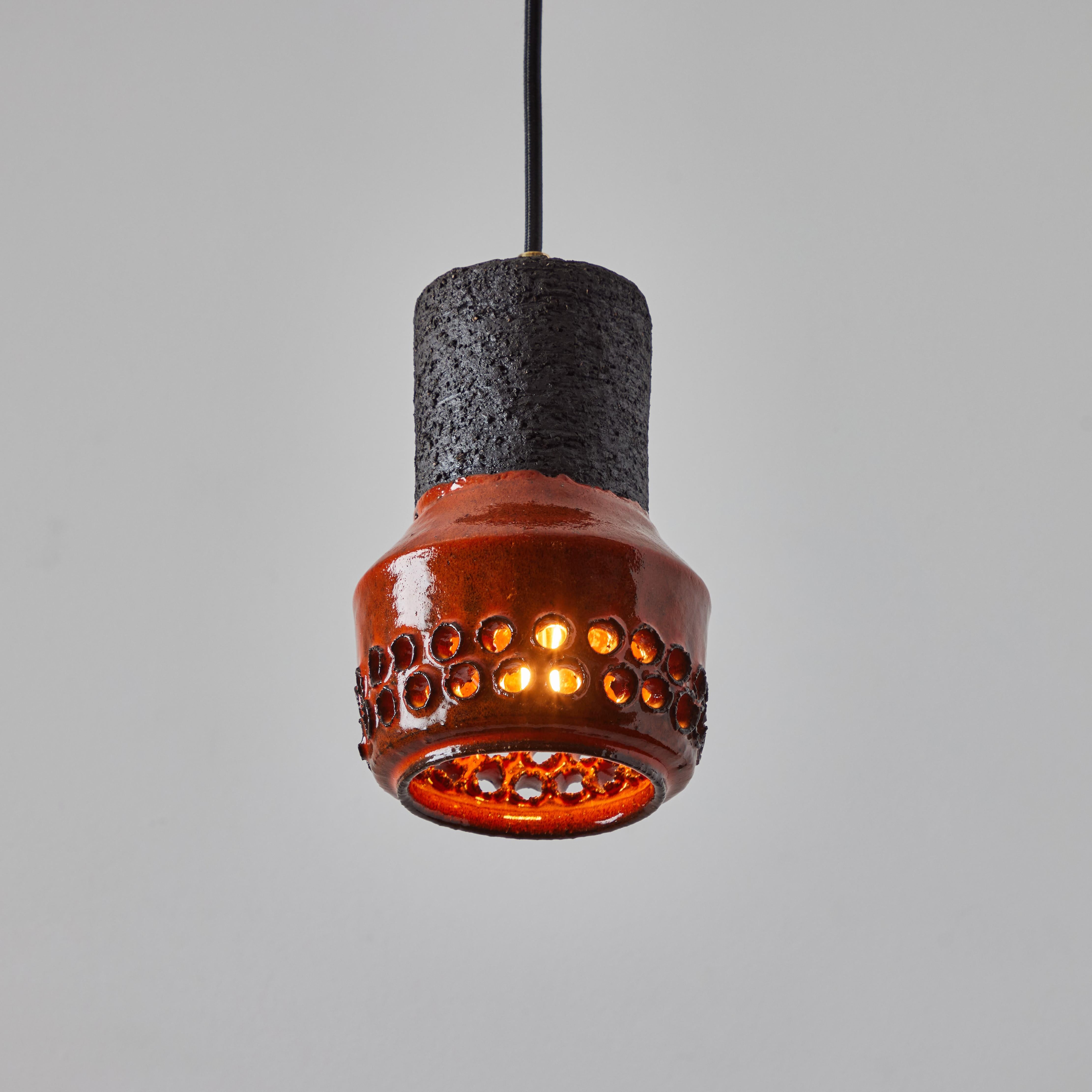 Mid-Century Modern 1950s Aldo Londi Ceramic Bitossi Pendant Lamp for Italian Raymor For Sale