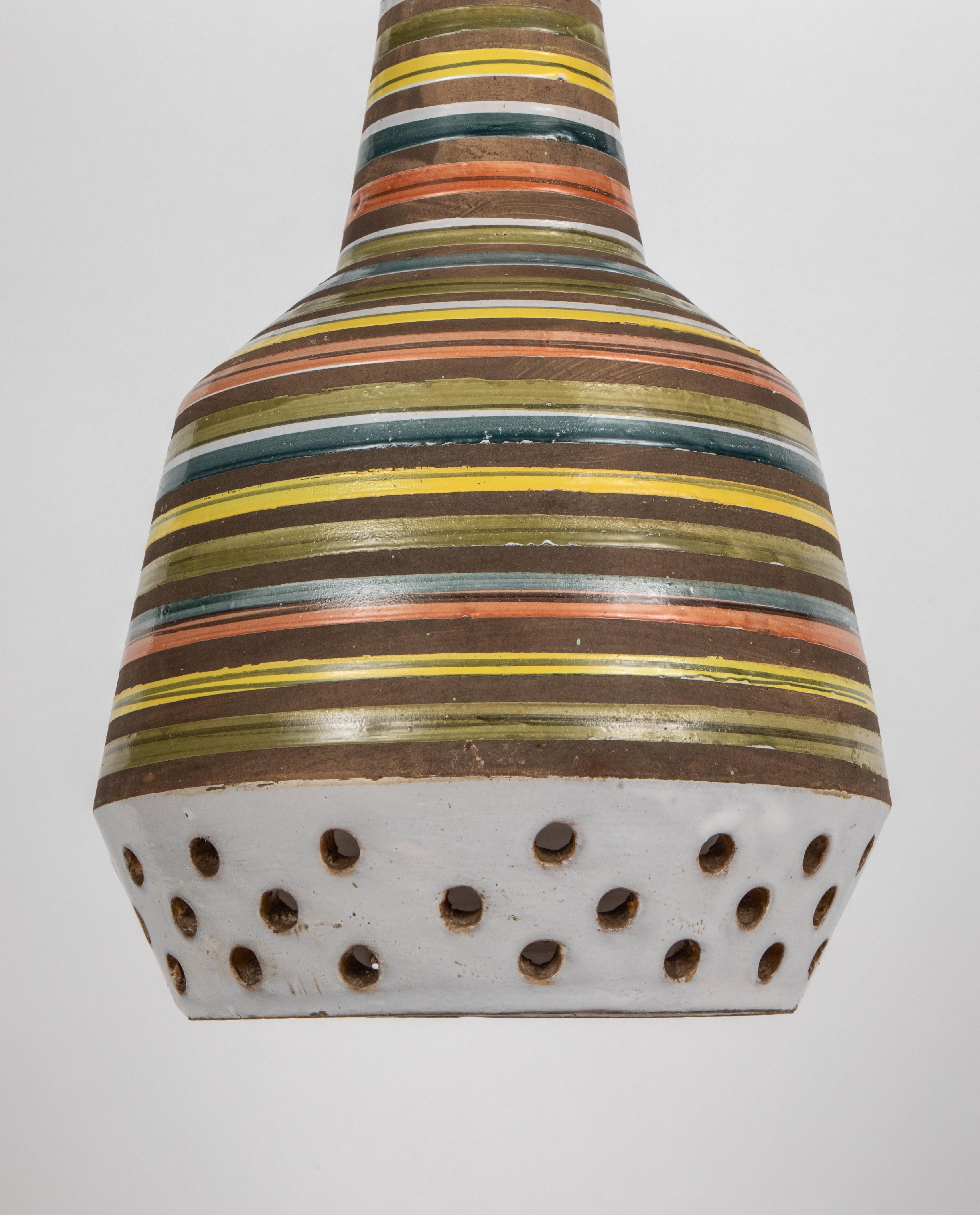 Glazed 1950s Aldo Londi Ceramic Bitossi Pendant Lamp for Italian Raymor