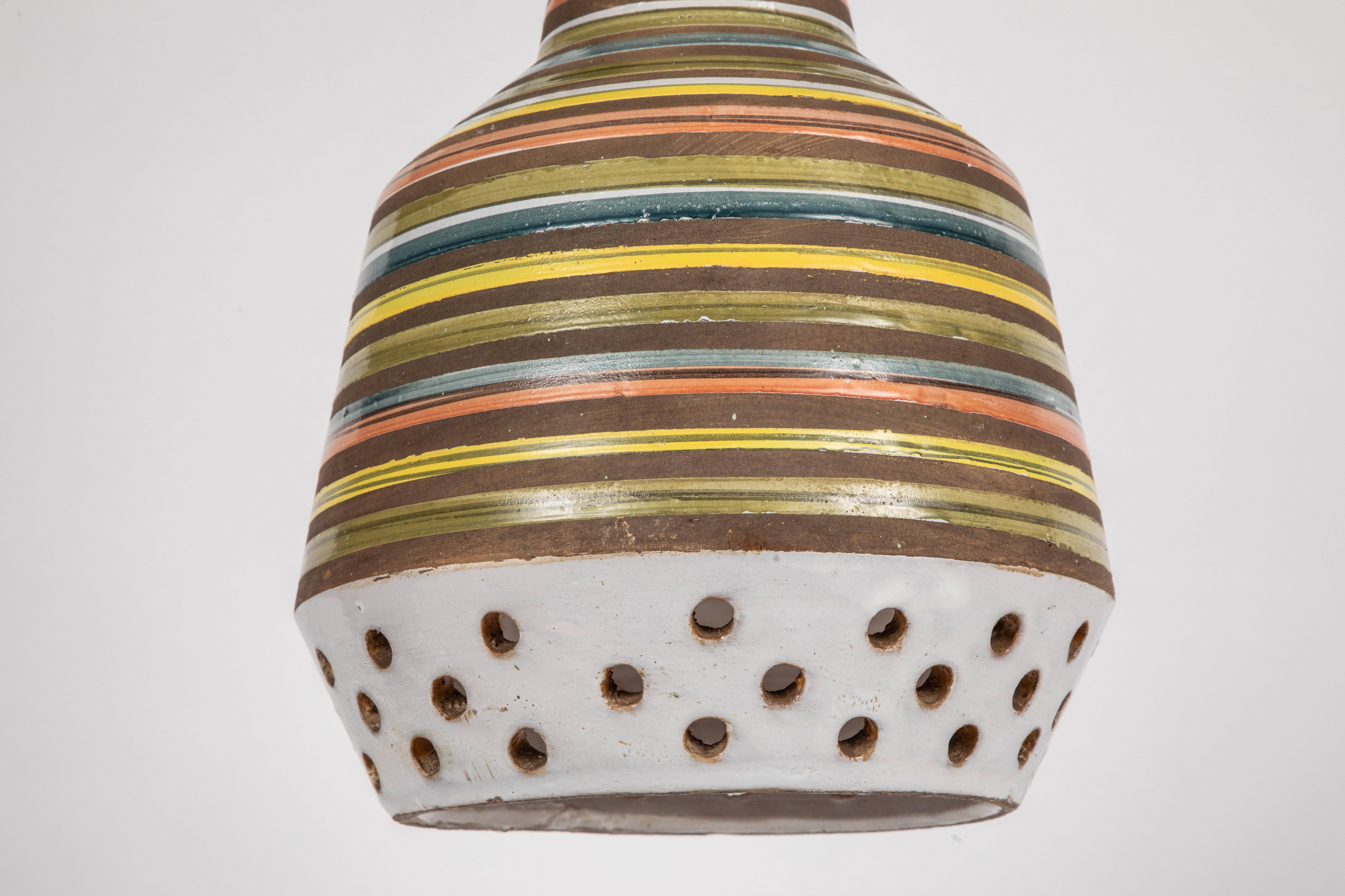 1950s Aldo Londi Ceramic Bitossi Pendant Lamp for Italian Raymor In Good Condition In Glendale, CA