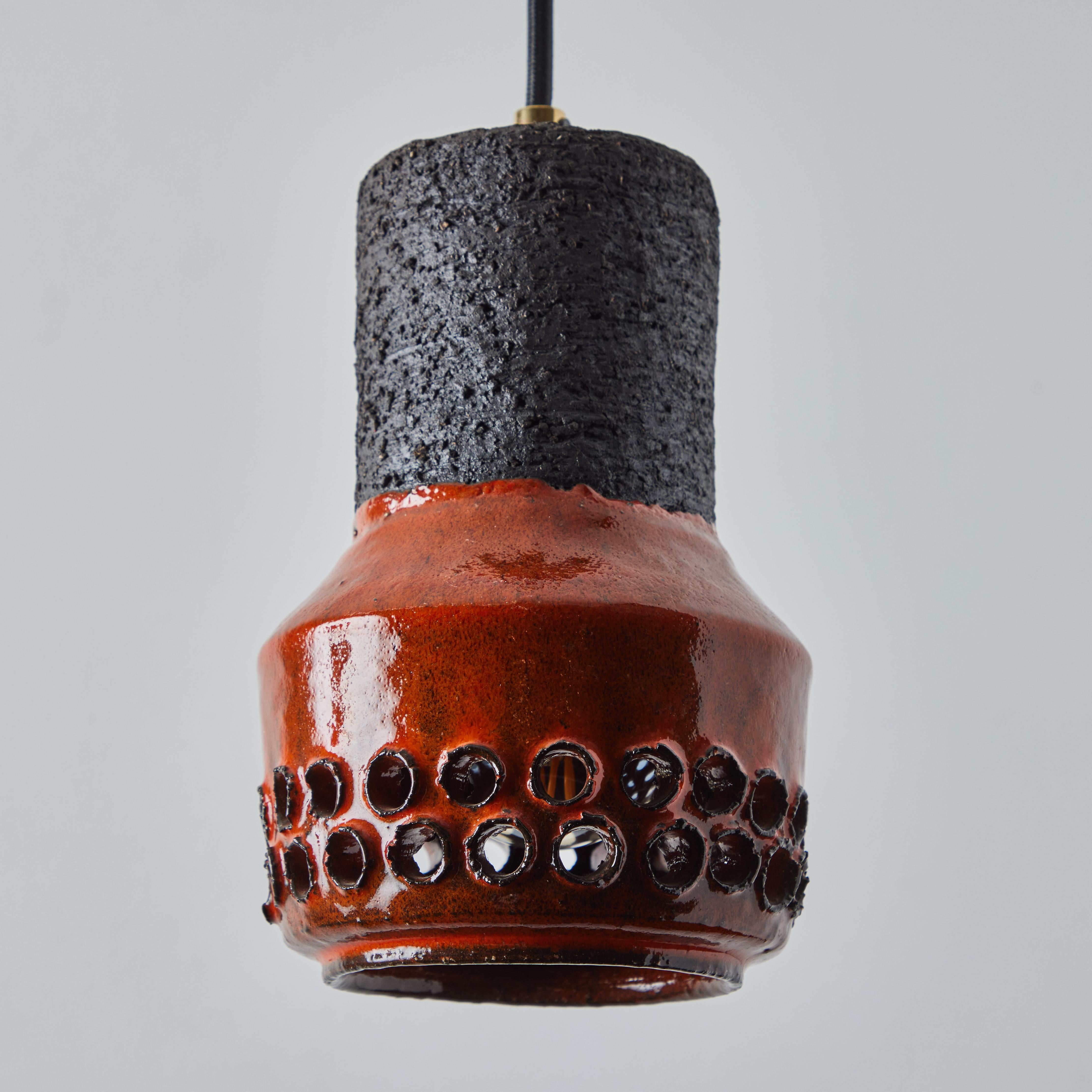 1950s Aldo Londi Ceramic Bitossi Pendant Lamp for Italian Raymor In Good Condition For Sale In Glendale, CA