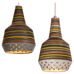 1950s Aldo Londi Ceramic Bitossi Pendant Lamp for Italian Raymor