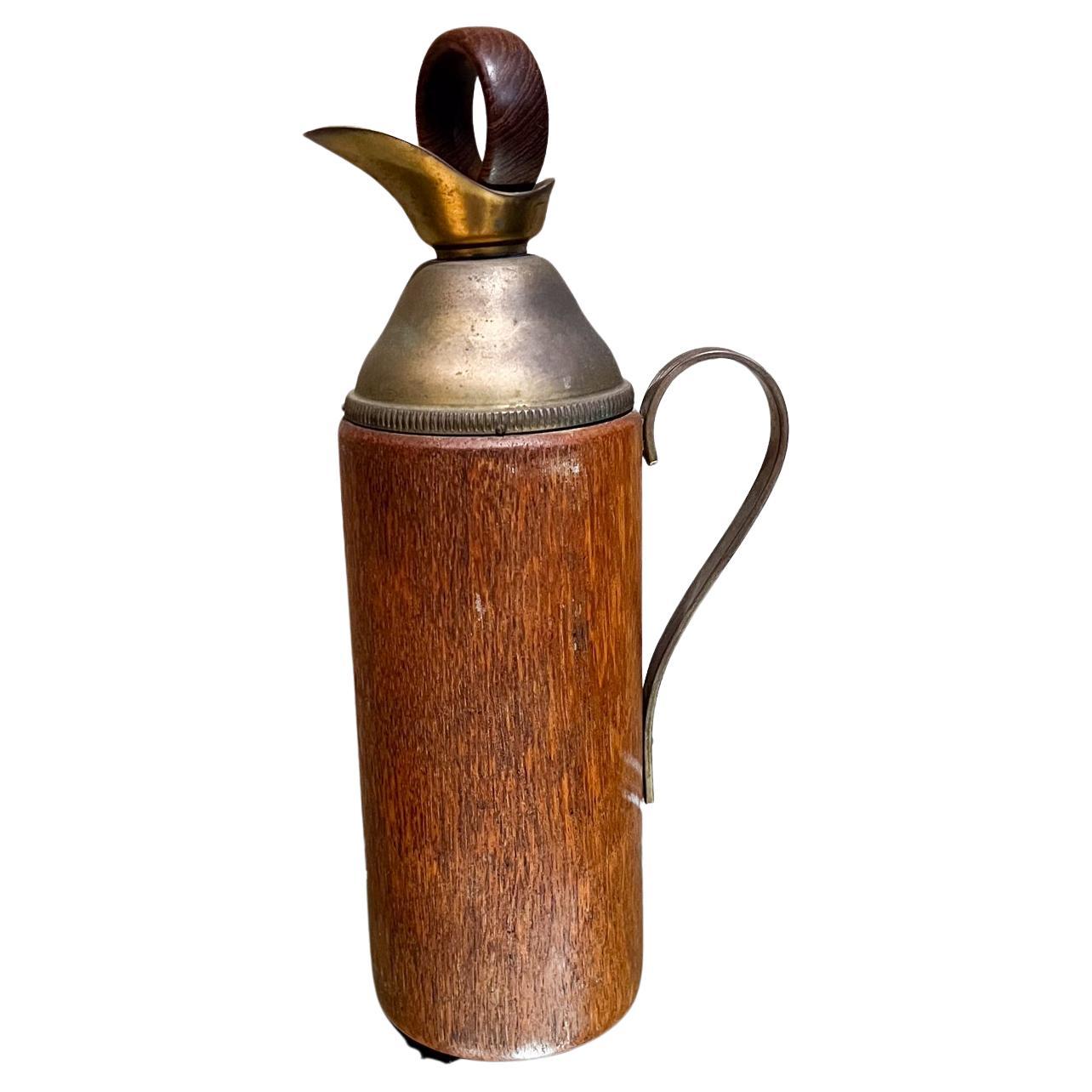 1950s Aldo Tura Carafe Pitcher Teak and Brass Italy For Sale