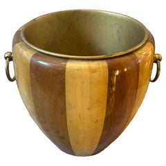 Aldo Tura per Macabo - Raffreddatore da vino italiano in ottone e Wood, anni '50, metà del secolo scorso