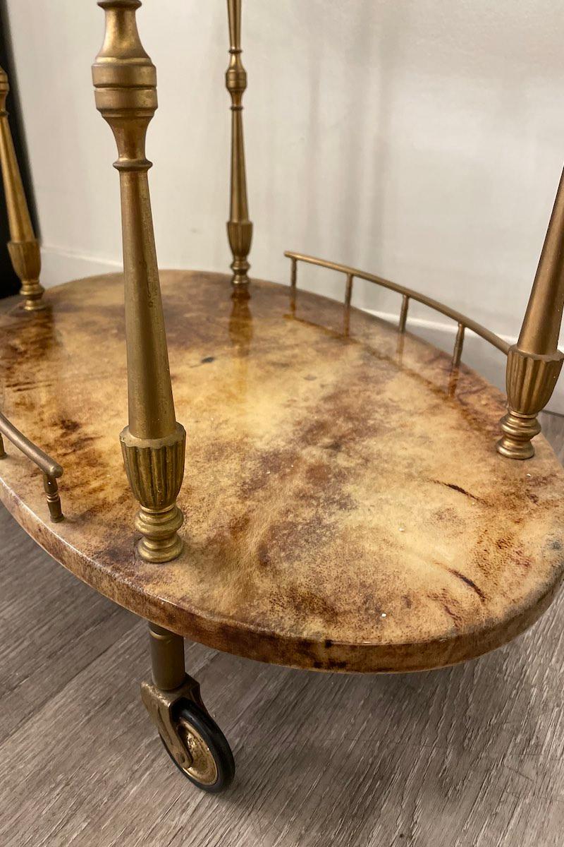 1950s Aldo Tura Glazed parchment cart For Sale 5