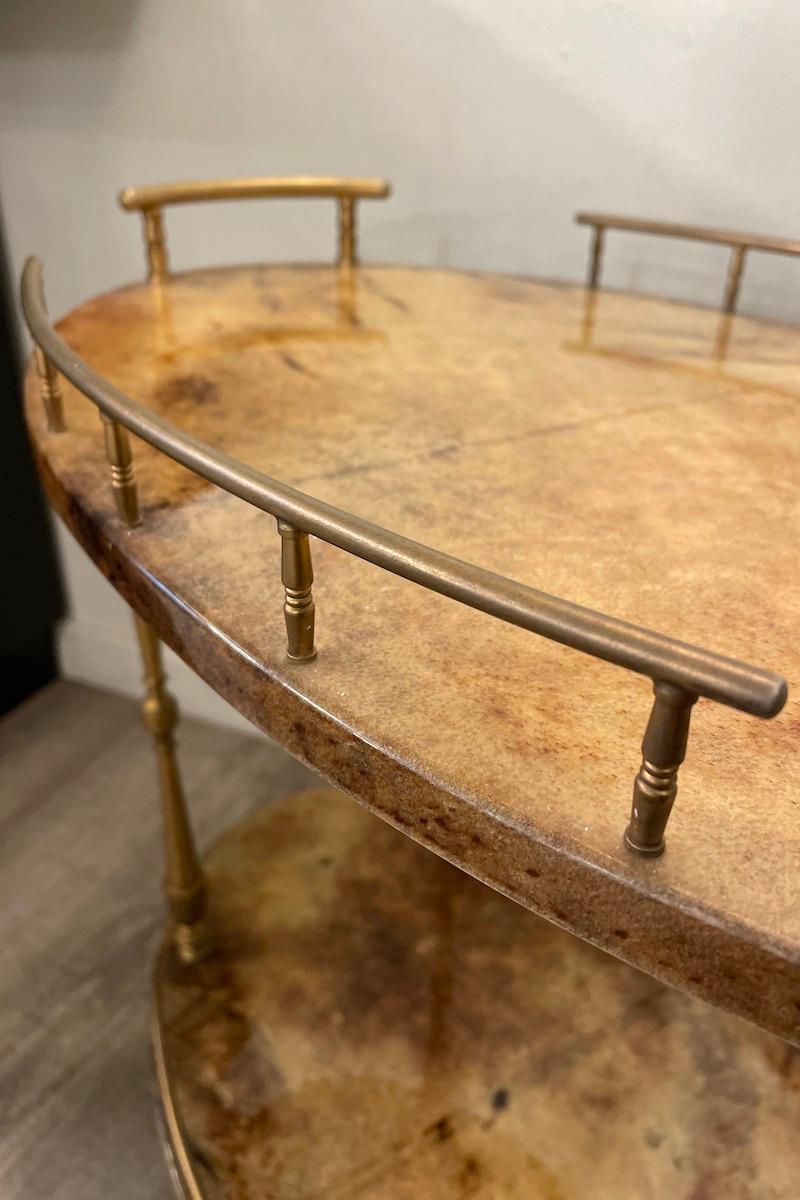 1950s Aldo Tura Glazed parchment cart For Sale 2