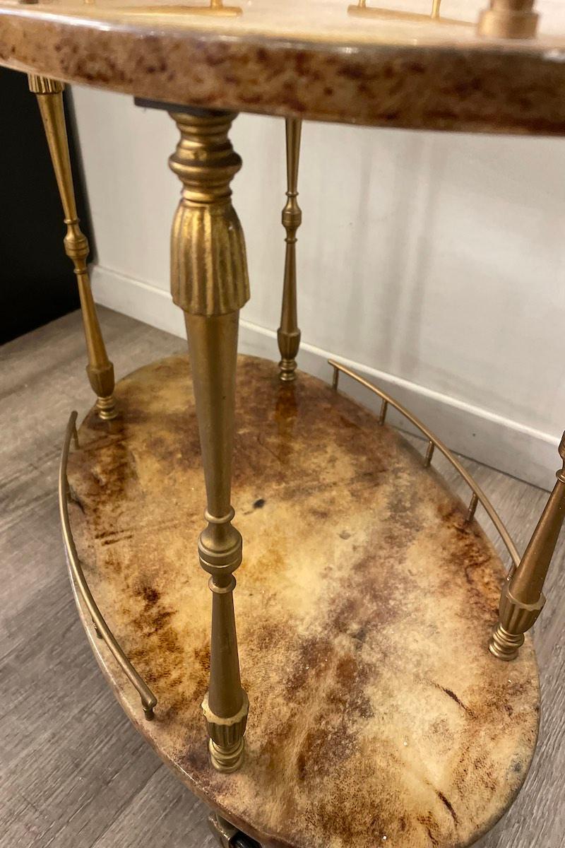 1950s Aldo Tura Glazed parchment cart For Sale 3