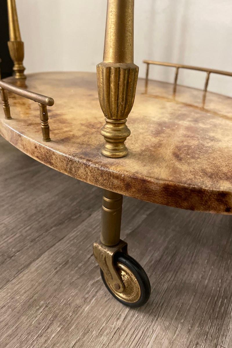 1950s Aldo Tura Glazed parchment cart For Sale 4